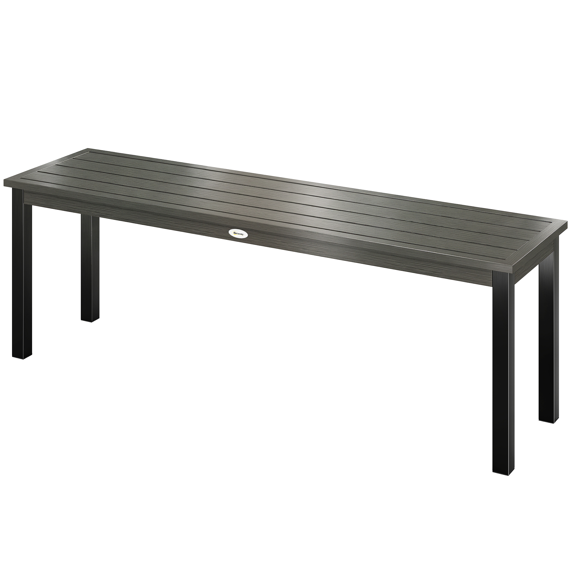 Outsunny Banc de Jardin 2 Places, Banc d'Extérieur avec Assise à Lattes Effet Bois et Cadre en Acier pour Patio, Parc, Gris
