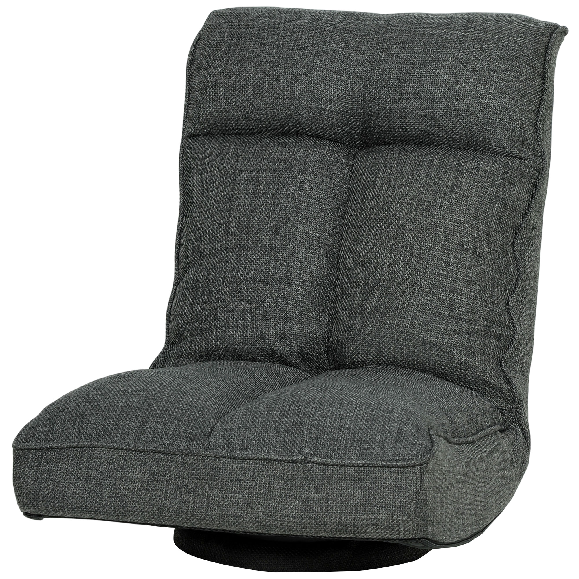 HOMCOM Fauteuil de sol pliable pivotant à 360°, chaise de sol rembourré avec dossier réglable en 5 positions, 58x107x79cm, gris
