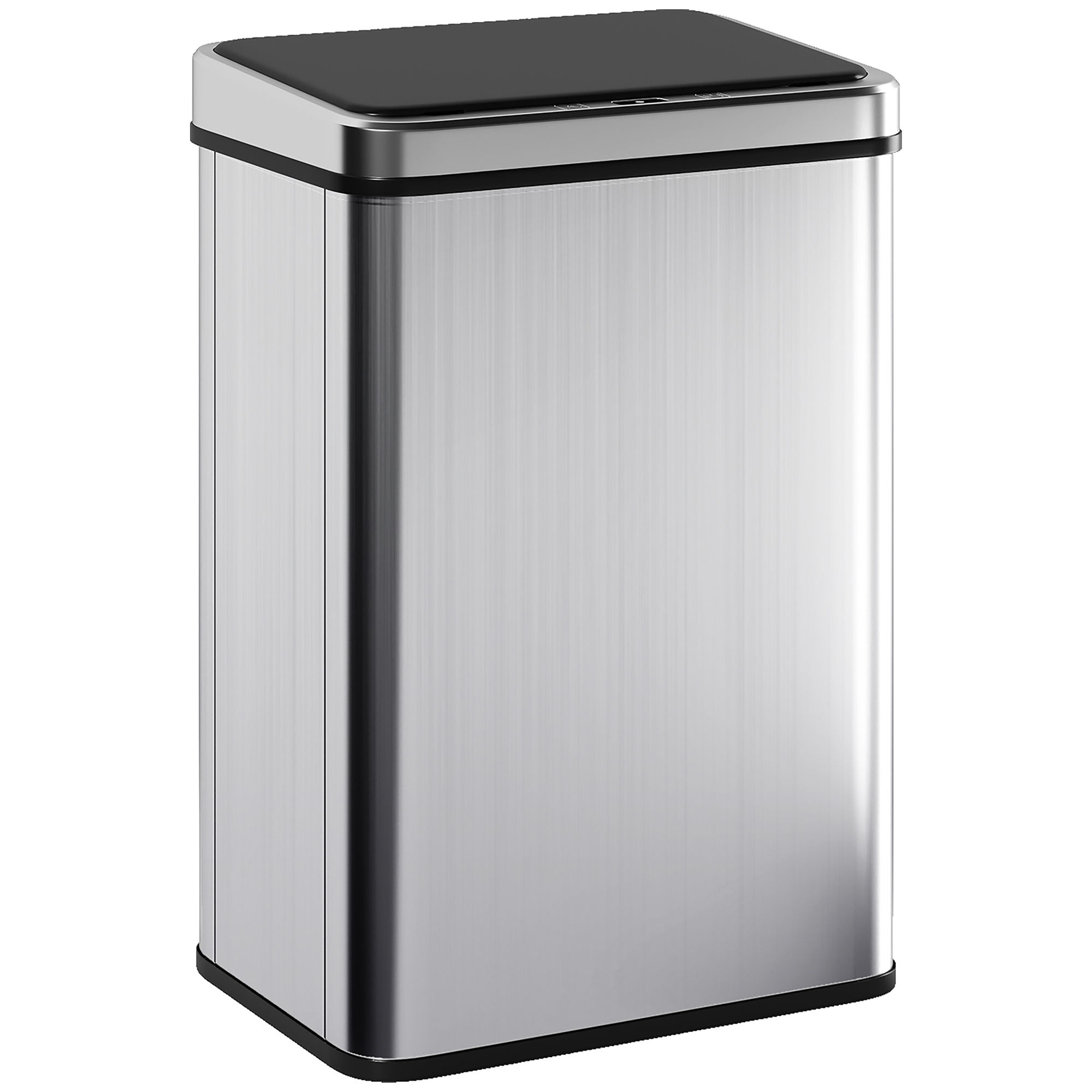 HOMCOM Poubelle à Capteur de 40L, Couvercle à Fermeture en Douceur, Poubelle de Cuisine Automatique Acier Inoxydable, Argenté