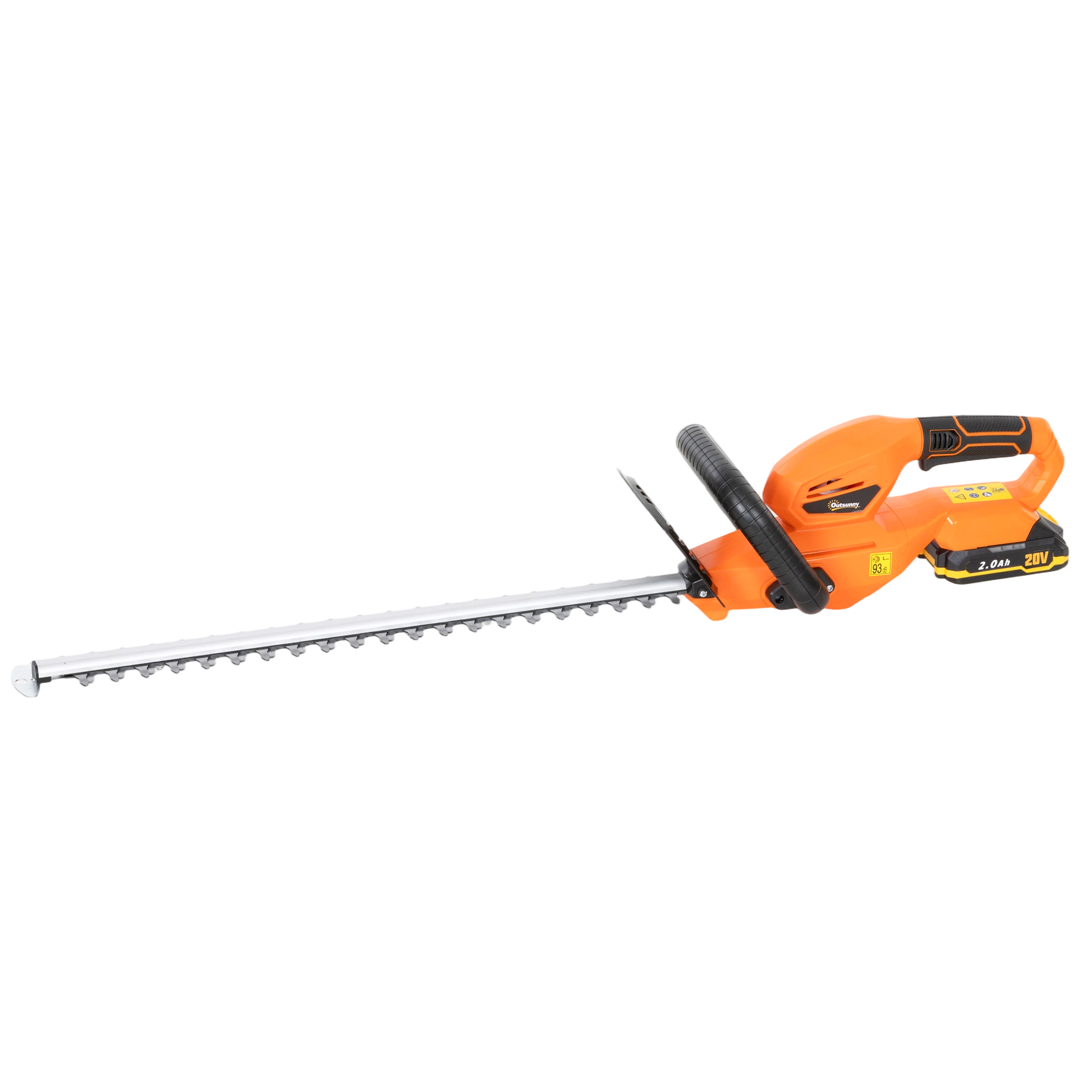 Outsunny Nożyce do żywopłotu Elektryczne Bezprzewodowe z Akumulatorem 100 W Długość Cięcia 51 cm ABS Pomarańczowy | Aosom PL