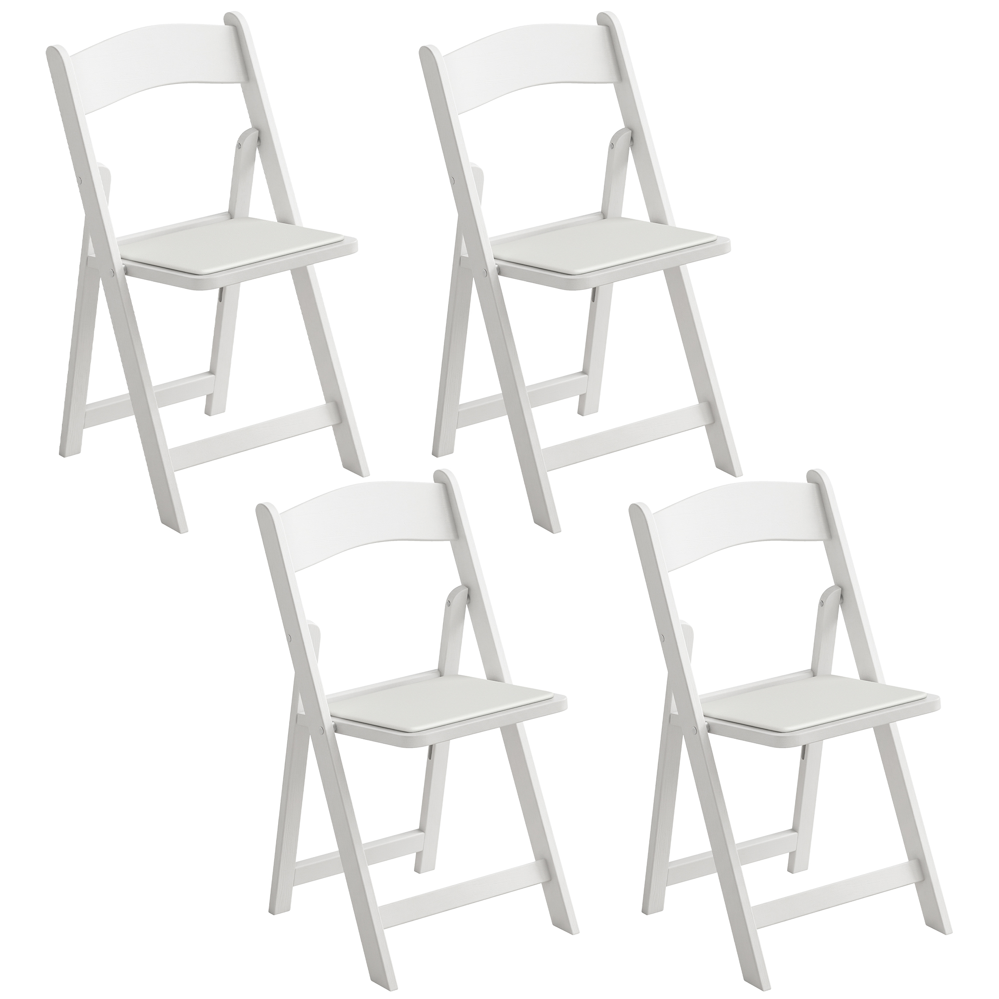 HOMCOM Conjunto de 4 cadeiras dobráveis em resina e PU, cadeiras dobráveis portáteis para interior e exterior, 45x44x78cm, branco   Aosom Portugal