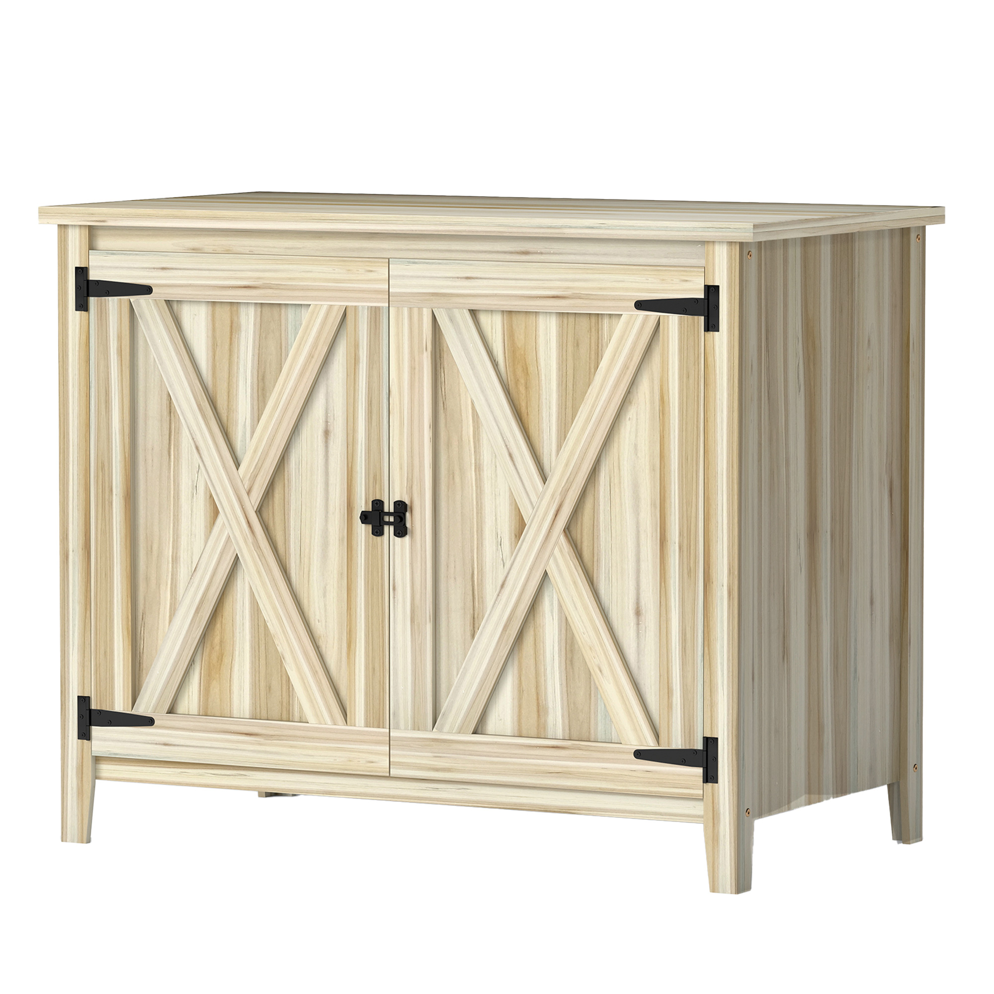 Outsunny Armoire de jardin en bois, placard de jardin en bois avec étagères et double portes, 110 x 60 x 88,5 cm, bois naturel