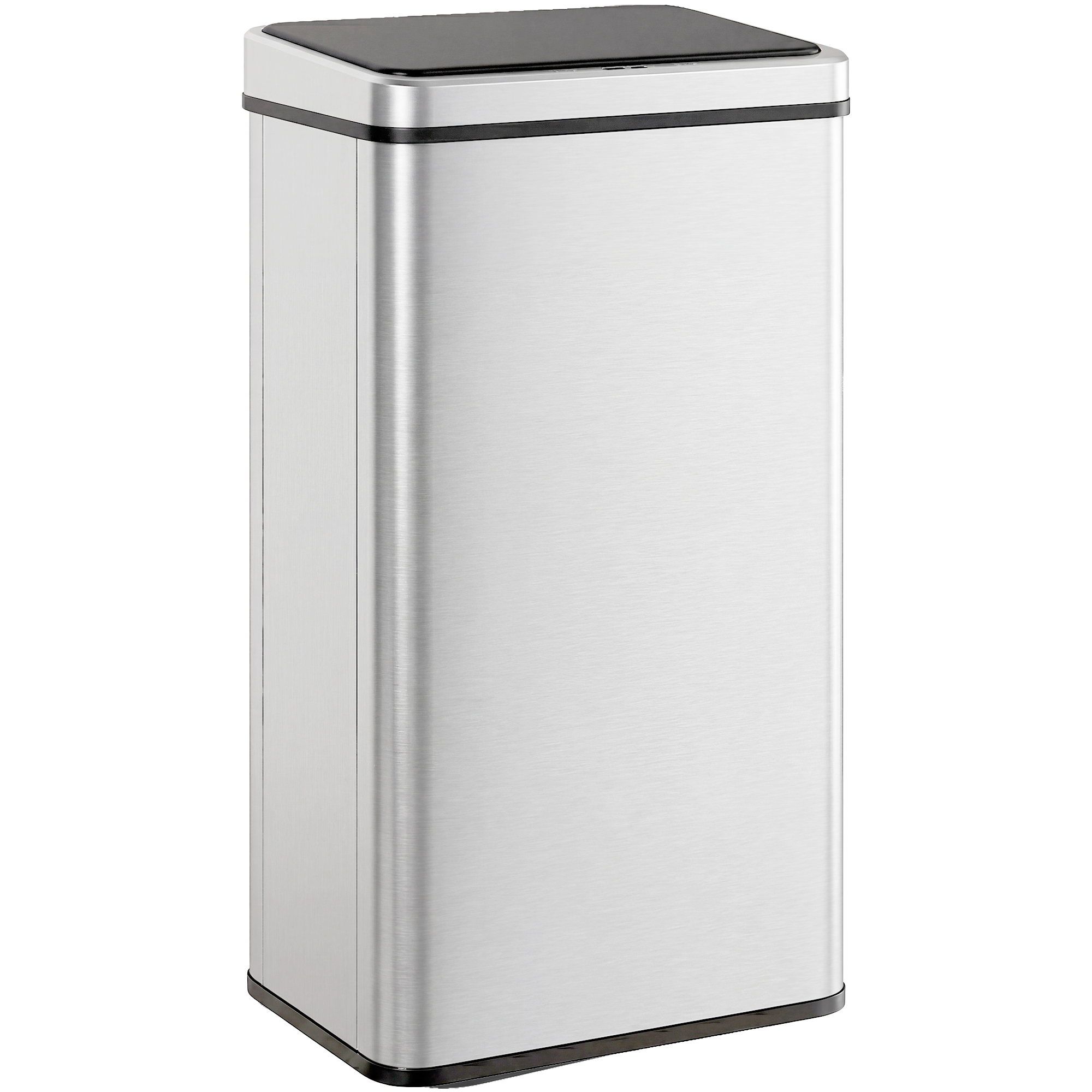 HOMCOM Poubelle à Capteur de 50L, Couvercle à Fermeture en Douceur, Poubelle de Cuisine Automatique Acier Inoxydable, Argenté
