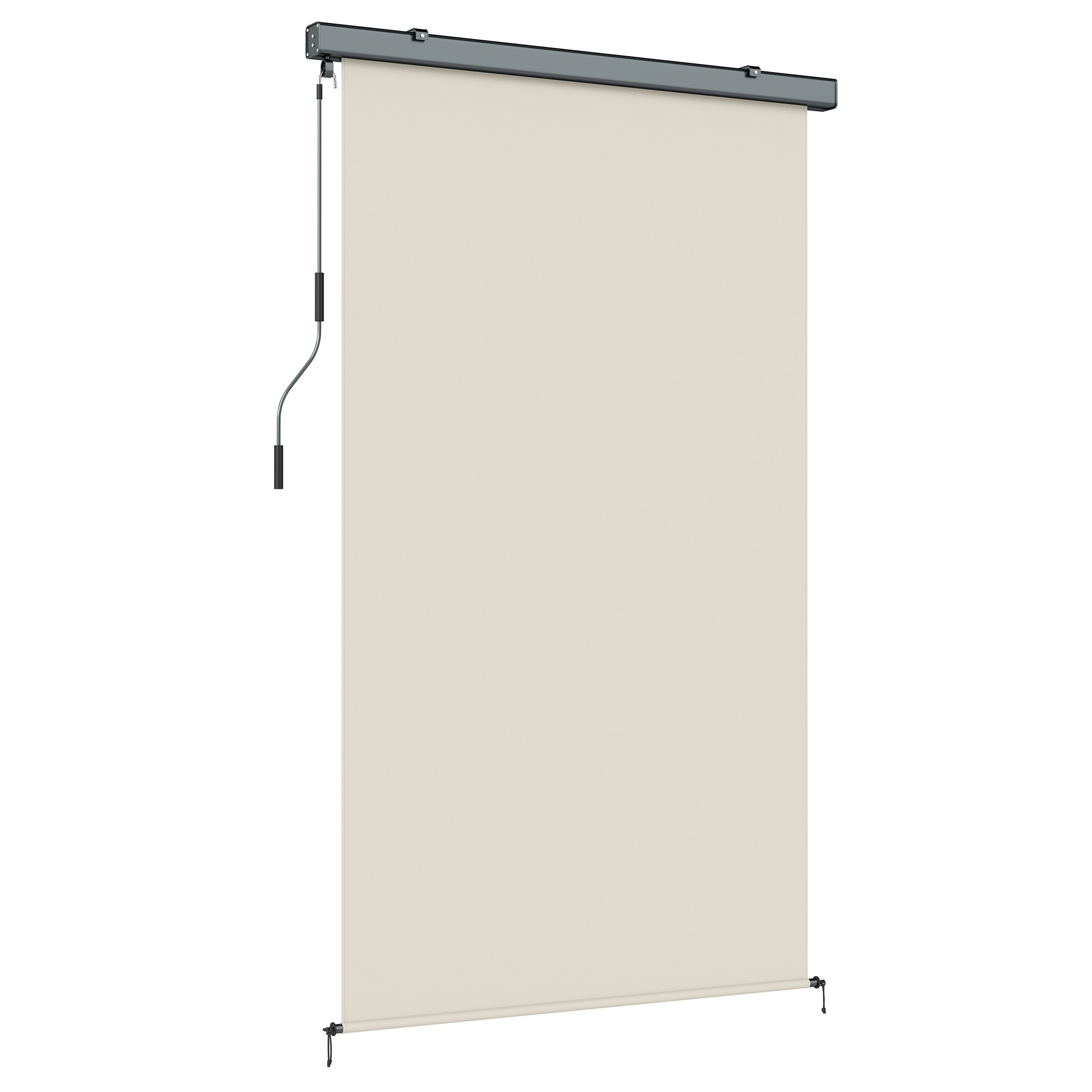 Outsunny Store enrouleur extérieur, store vertical extérieur avec manivelle et cassette en aluminium, 250x160cm, crème
