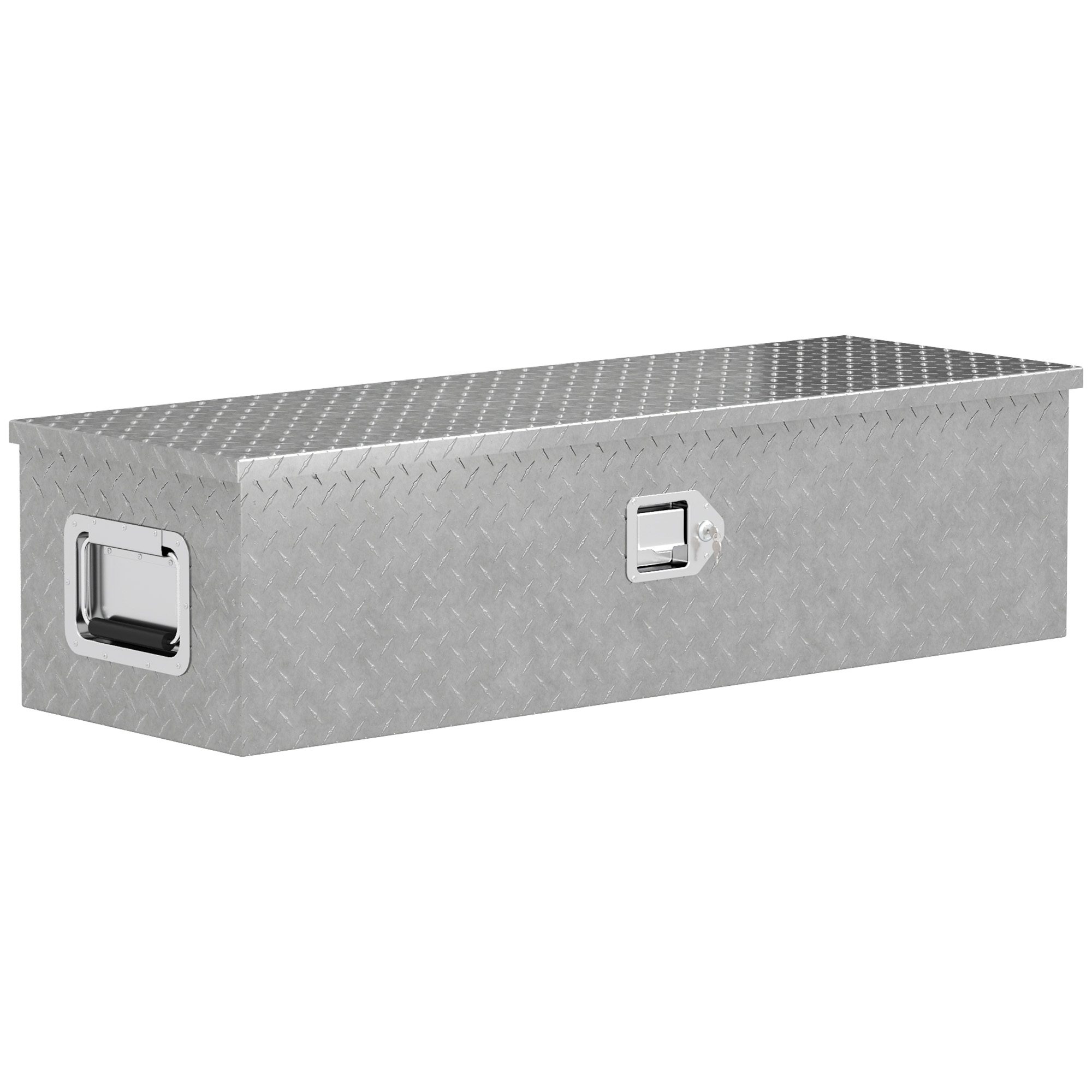 HOMCOM Gerätekasten Aufbewahrungskiste aus Aluminium mit Seitengriffen, Schloss und Schlüsseln, LKW-Werkzeugkasten, Lagerungsbox für Anhänger, 99 x 33 x 25,5 cm Aosom