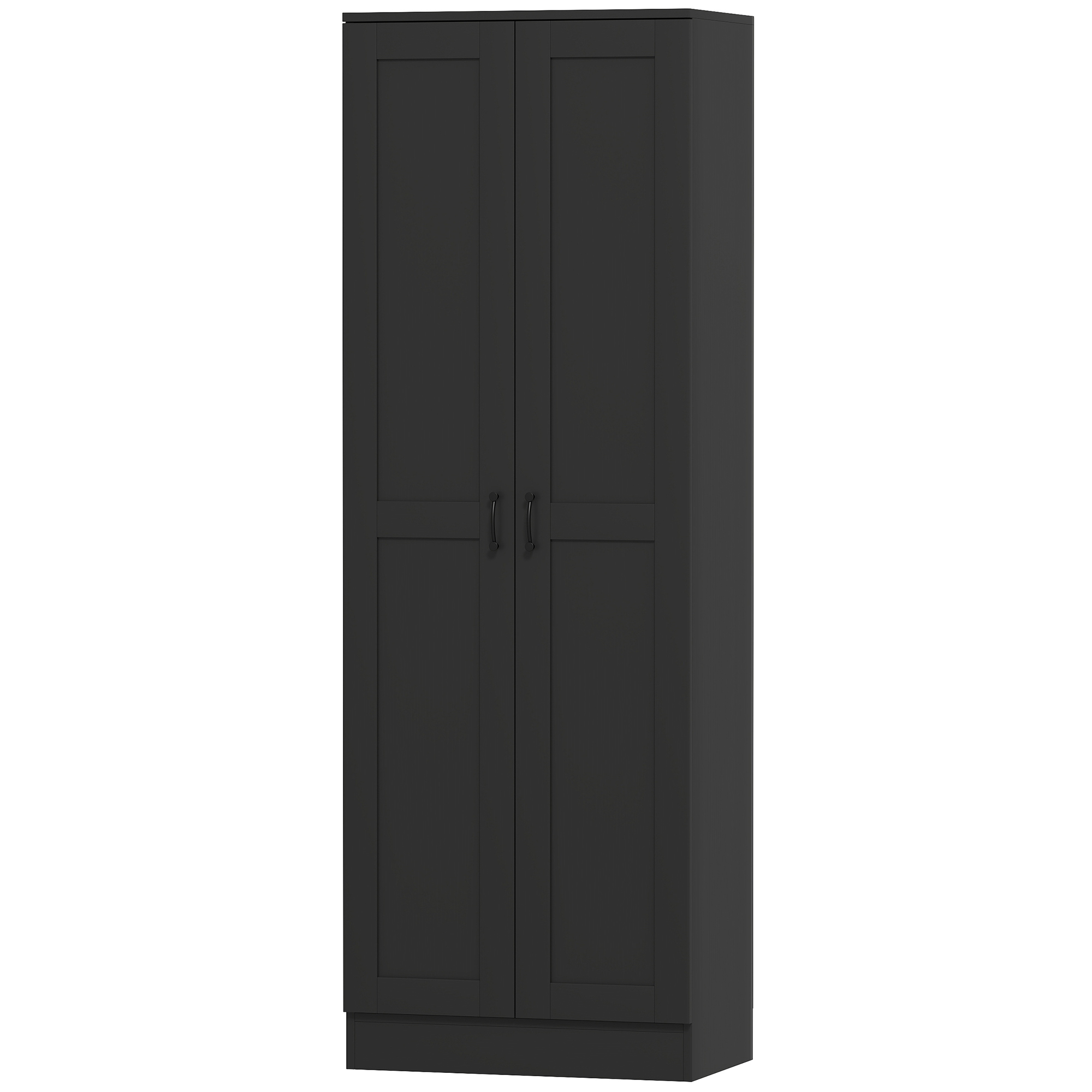HOMCOM Armoire 2 portes meuble de rangement avec 4 étagères, style contemporain, 60L x 36,5l x 175H noir