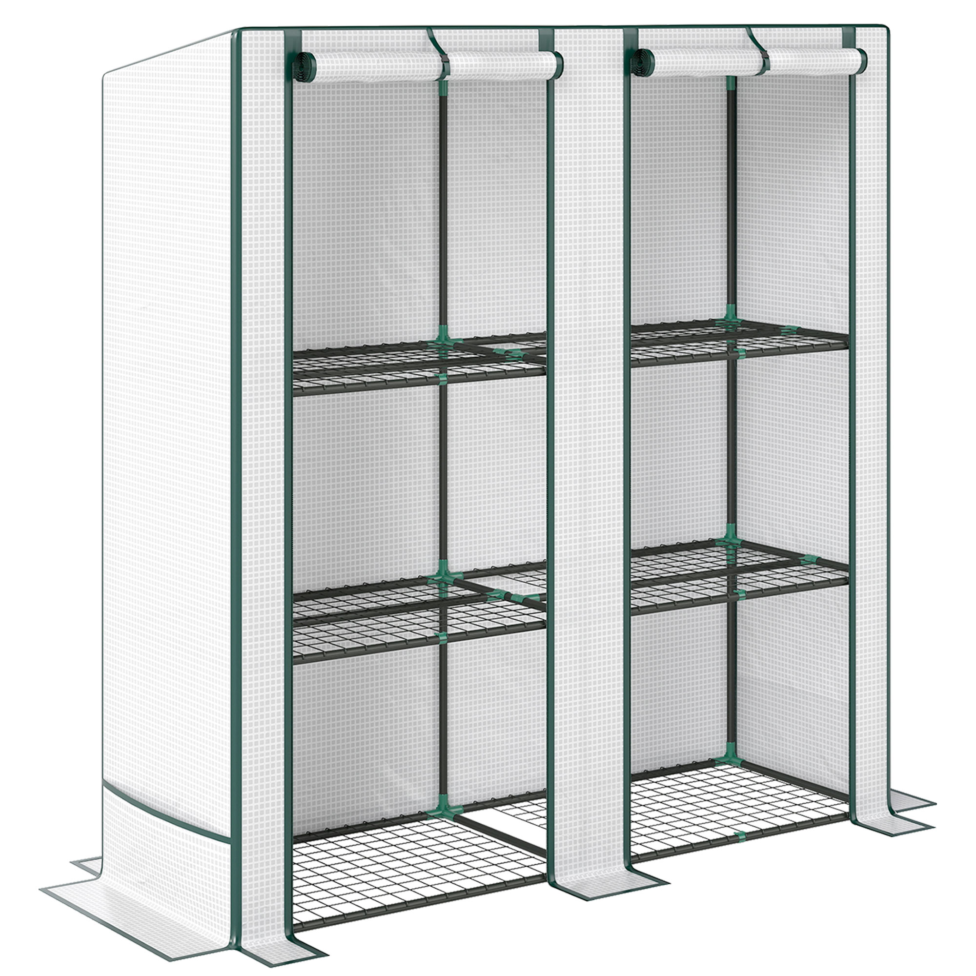 Outsunny Seră Aplicată, din PE Consolidată,, 144 x 48 x 152 cm, Alb | Aosom Romania