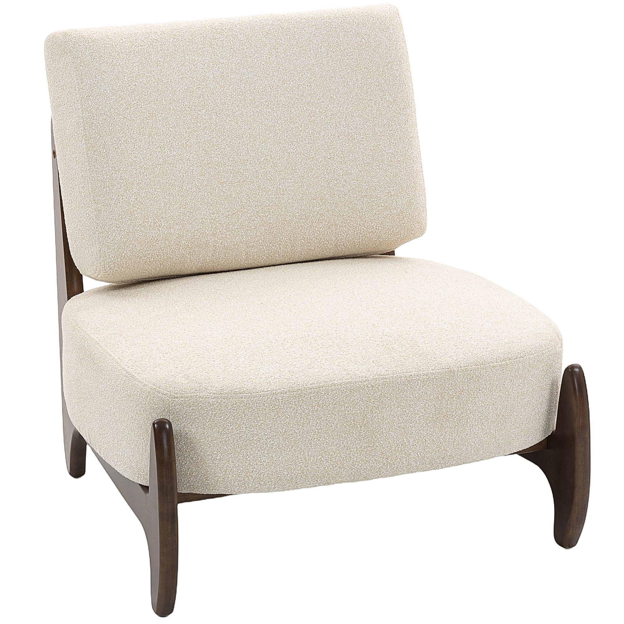 HOMCOM Fauteuil salon en chenille, fauteuil chambre confortable, coussin épais, assise rembourrée, 72 x 73,5 x 81 cm, crème