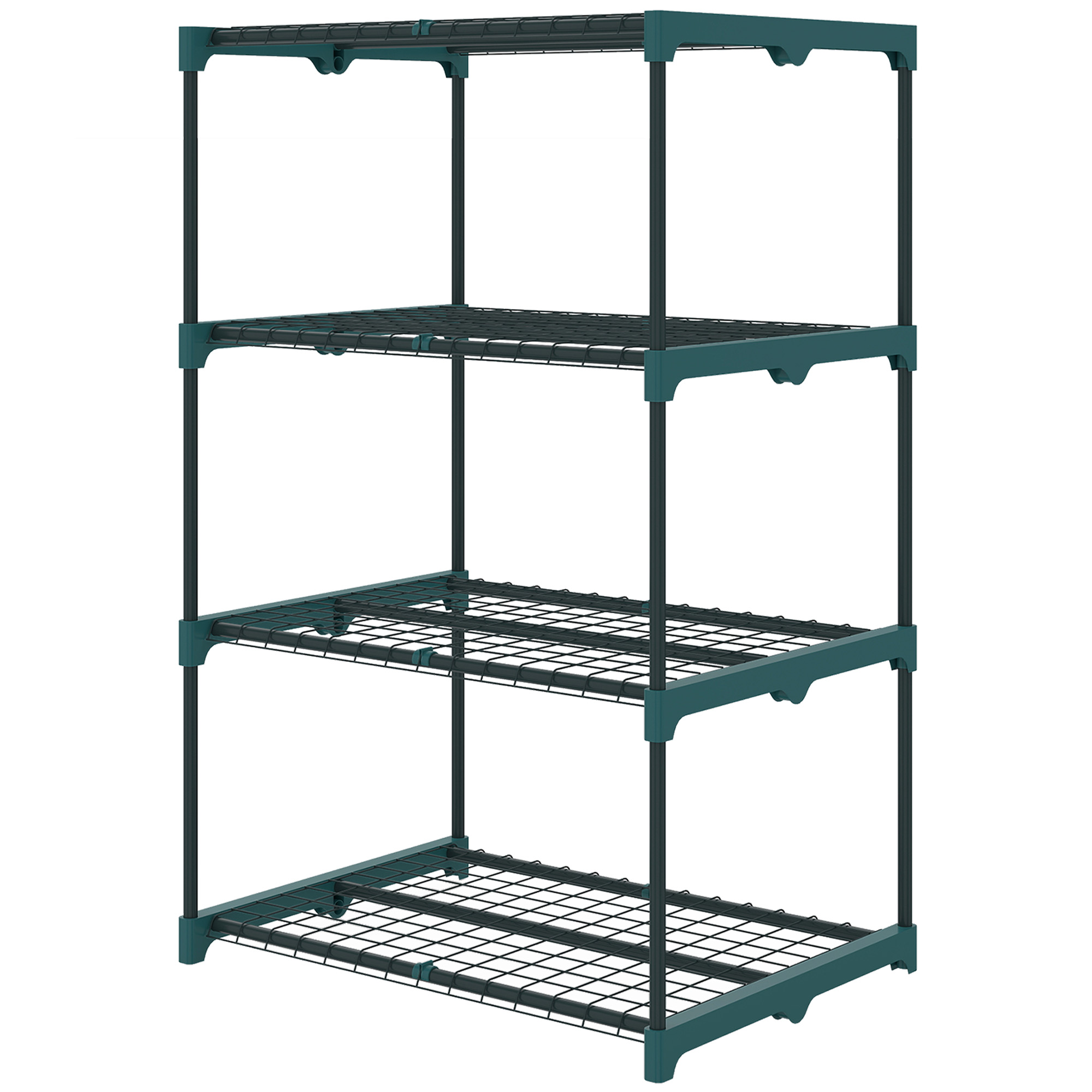 Outsunny Étagère à fleurs en acier 4 niveaux intérieur et extérieur support de plantes pour jardin balcon salon 67x49x105cm vert