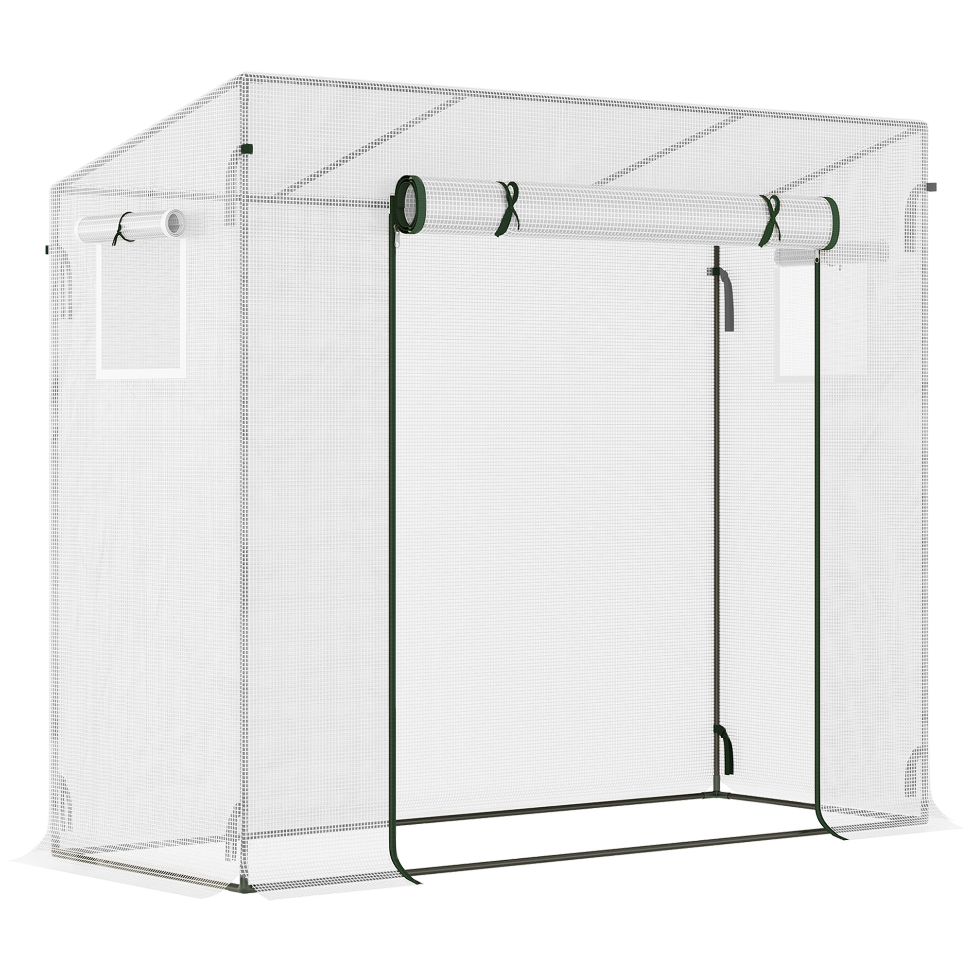 Outsunny Gewächshaus Foliengewächshaus 200x68x196cm mit Rolltür & Seitenfenster, winddicht, Stahl & PE, ideal für Gartenpflanzen Aosom.de