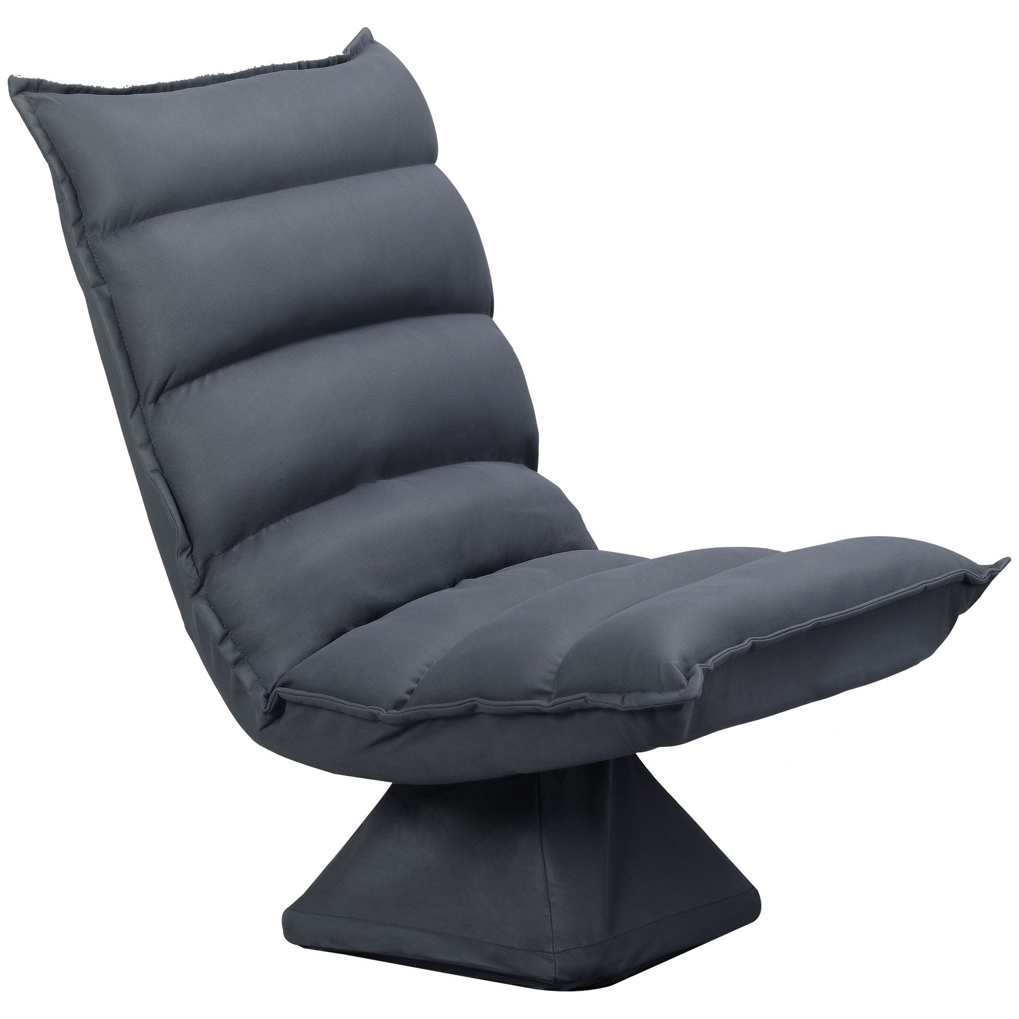 HOMCOM Fauteuil de sol paresseux pivotant 360° avec dossier inclinable design capitonné 62 x 62 x 95 cm gris foncé