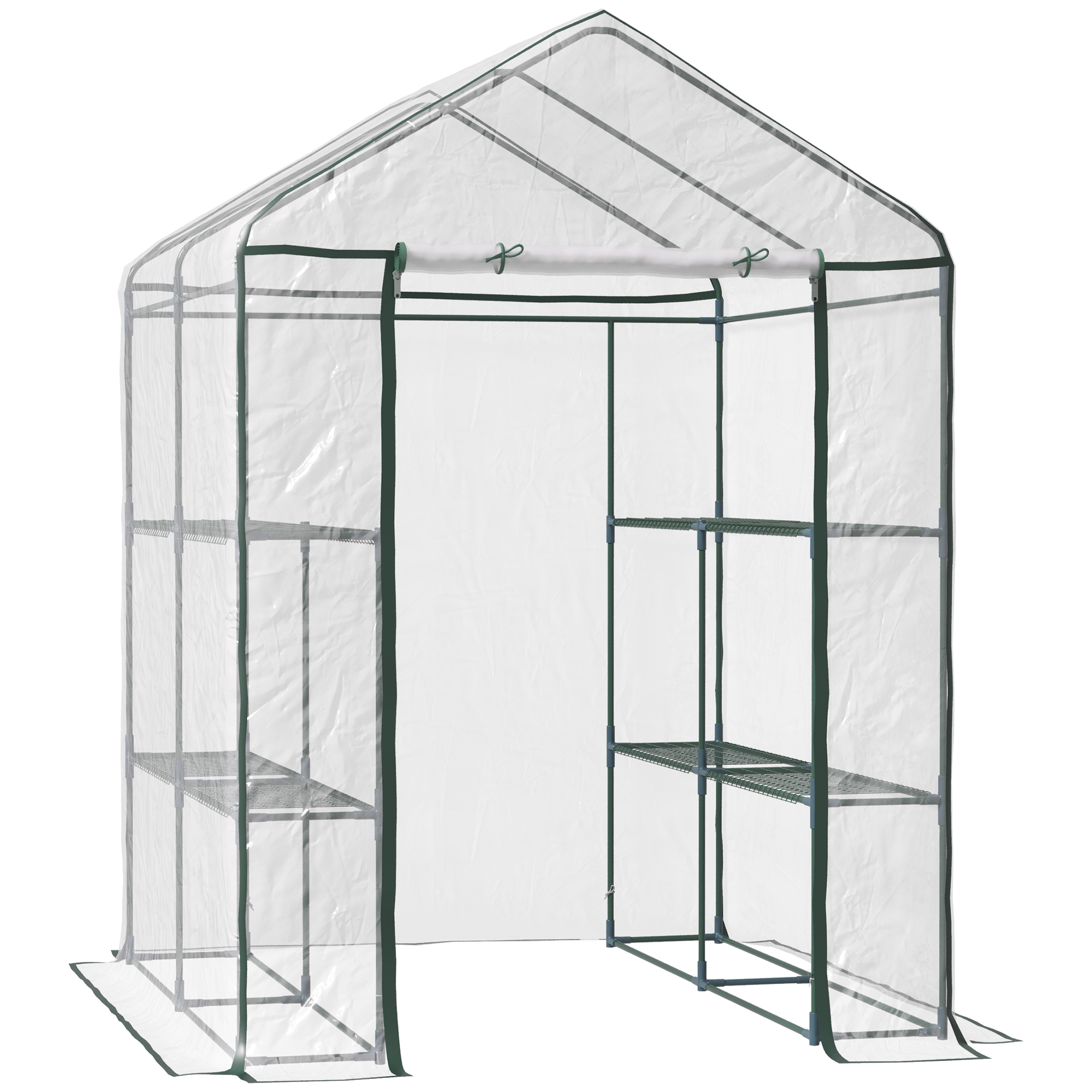 Outsunny Serra da Giardino in PVC Trasparente con cerniera e Ripiani, Serra da Balcone con Scaffali per Piante Orto,1.43 x 1.43 x 1.95m   Aosom Italy