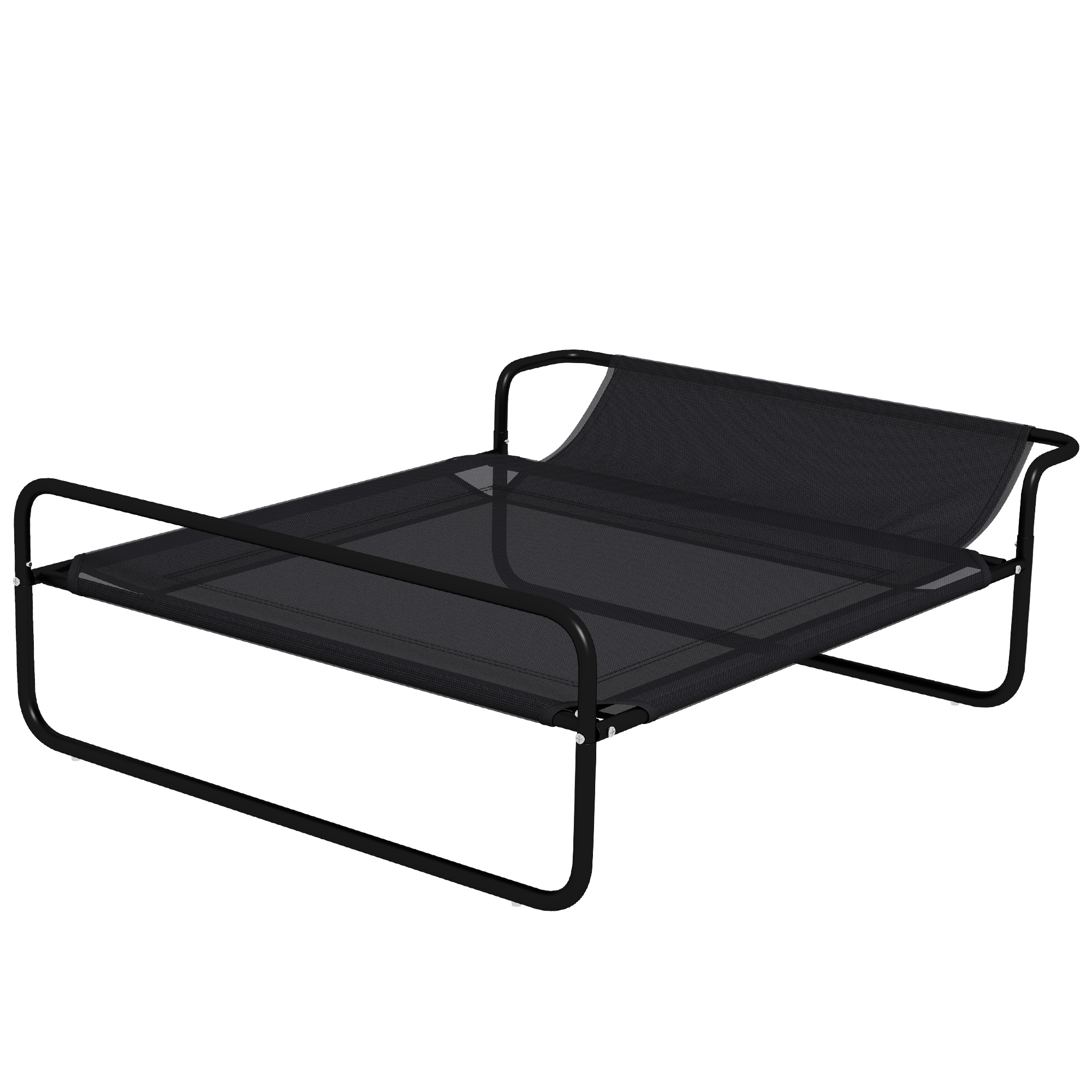 PawHut Lettino per Cani Rialzato con Poggiatesta Interno ed Esterno, 106x81x33 cm, Nero