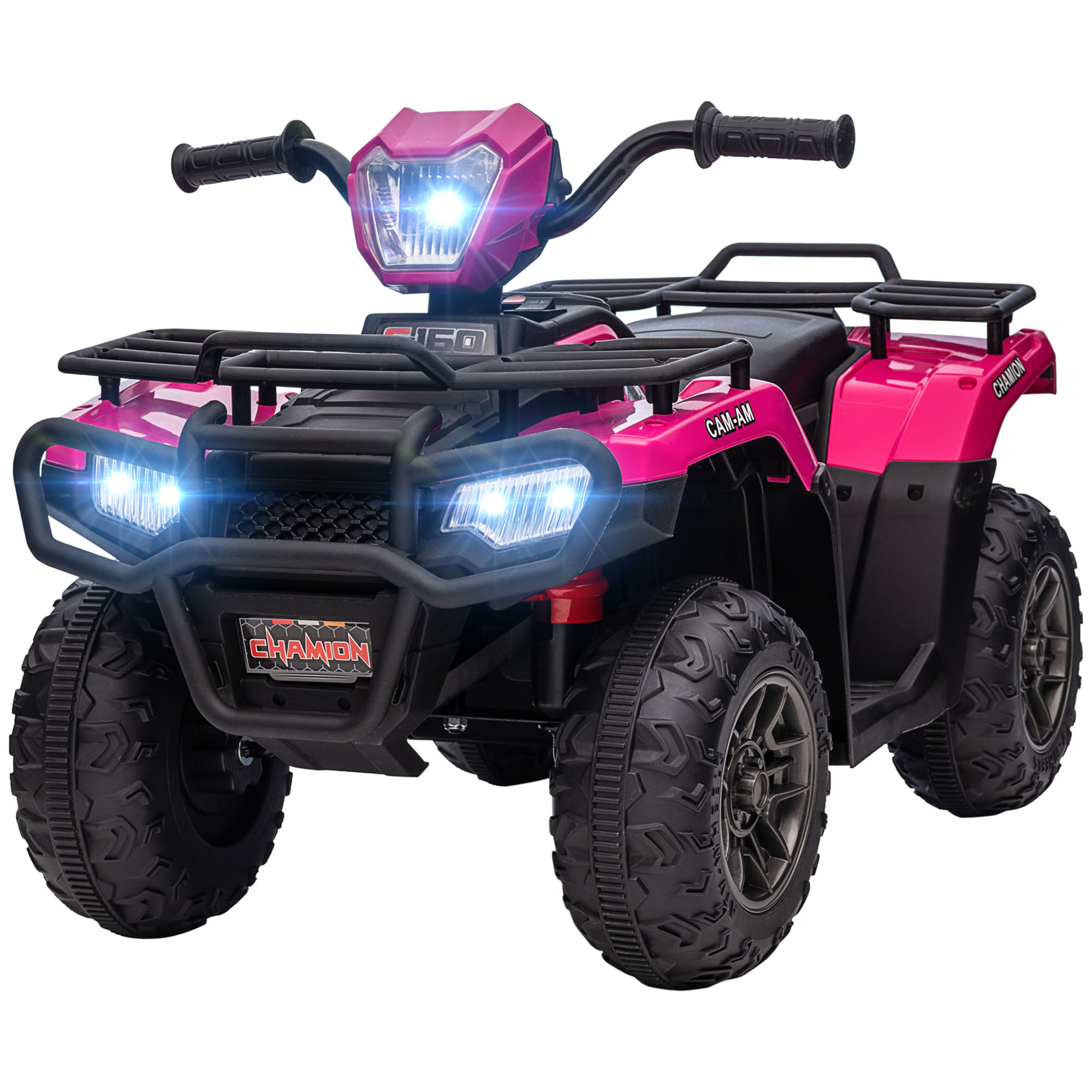 HOMCOM Quad électrique enfant 12V, voiture électrique enfants, double moteur, phares et musique, 88x45x50cm, rose
