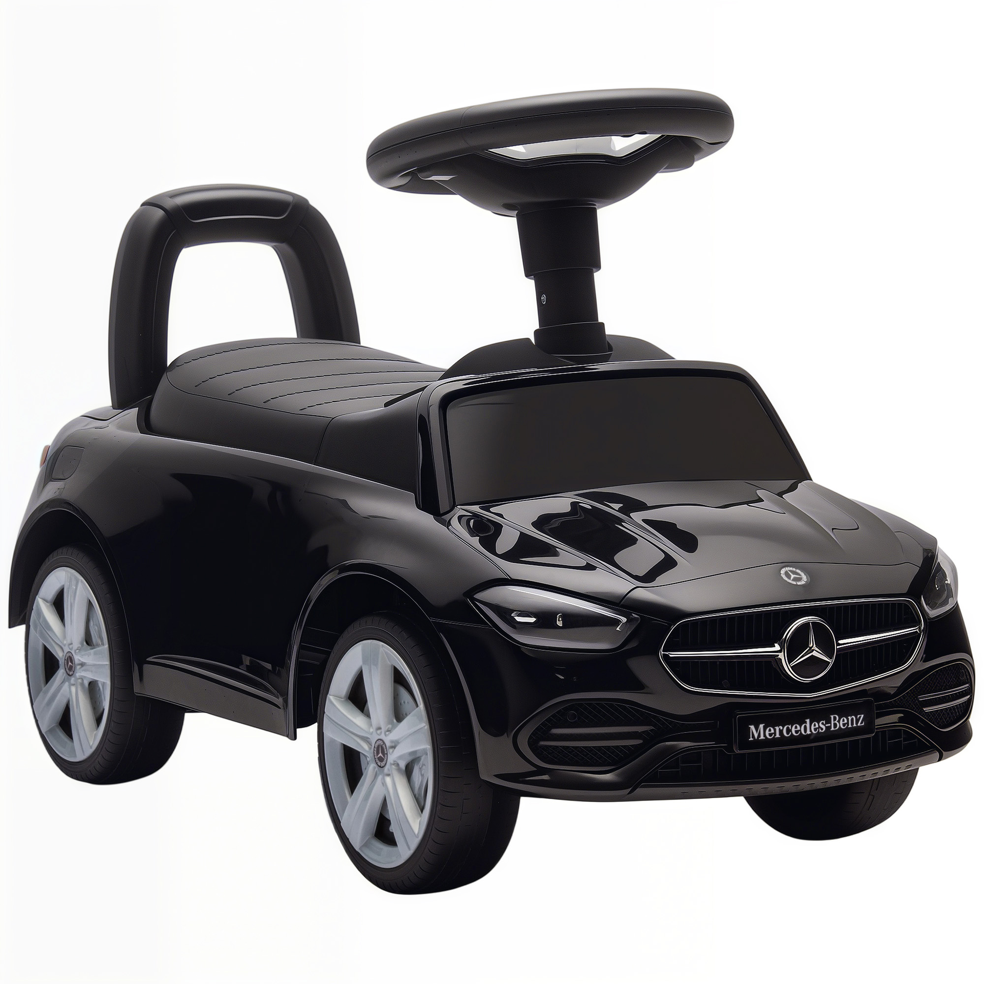 AIYAPLAY Mașinuță Electrică pentru Copii Licență Mercedes Benz cu Claxon și Spațiu Portaoggetti, 65x28x39 cm, Negru | Aosom Romania