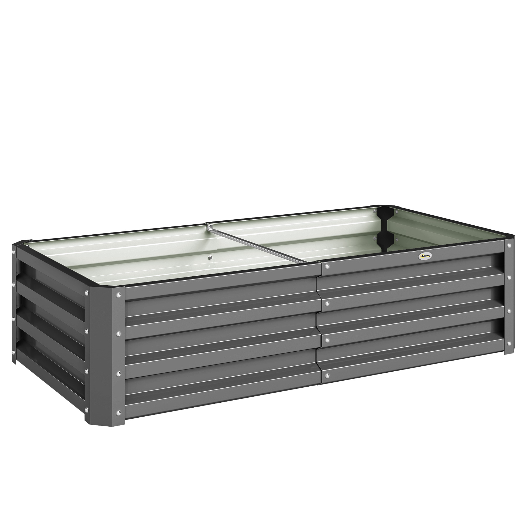 Outsunny Raised Beds for Garden, Galvanised Outdoor Planters for Herbs and Vegetables, for Patio, Garden, Balcony, Light Grey