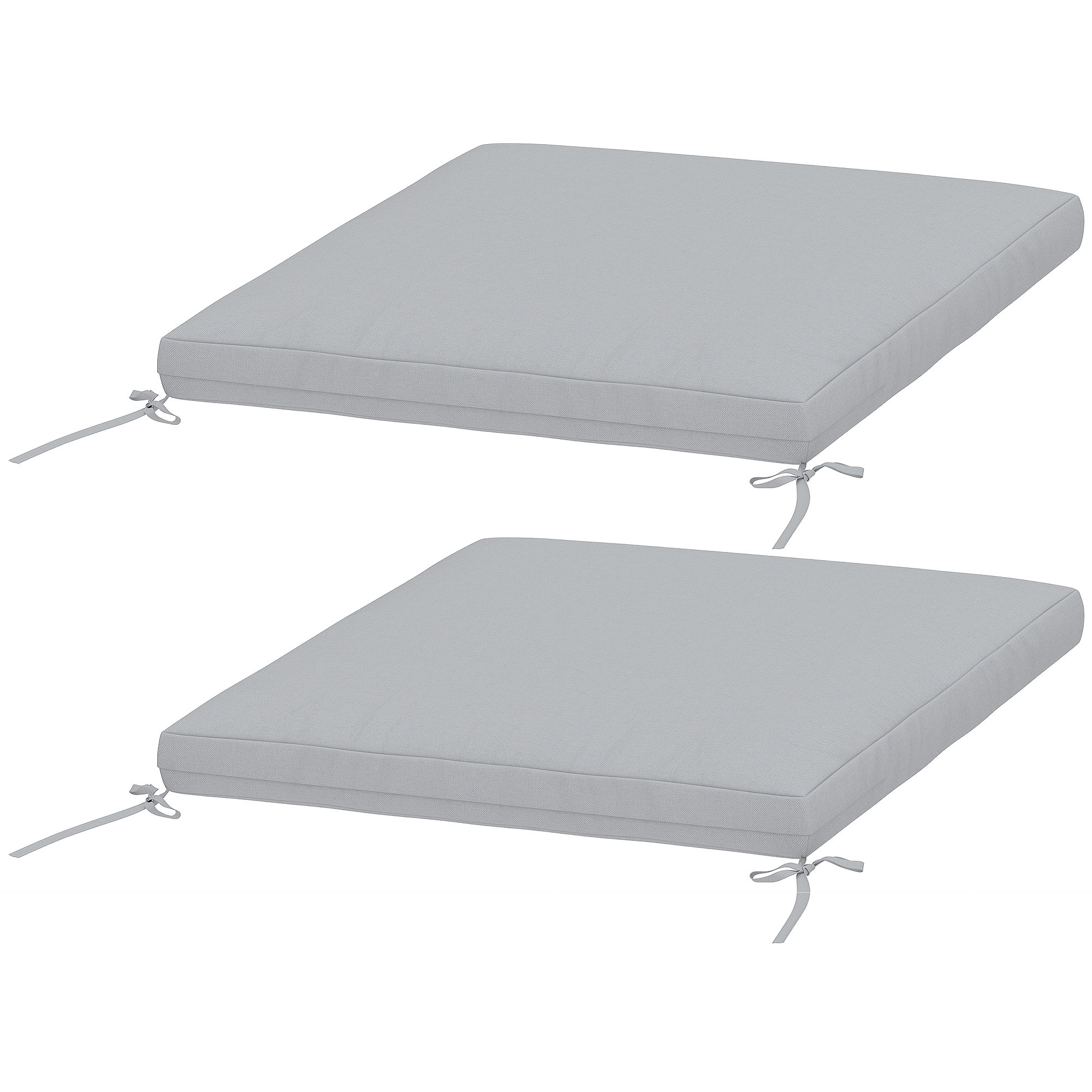 Outsunny Lot de 2 coussins de chaise de jardin, galettes de chaise 50 x 50 cm, mousse haute densité, antidérapants 50x50 cm gris