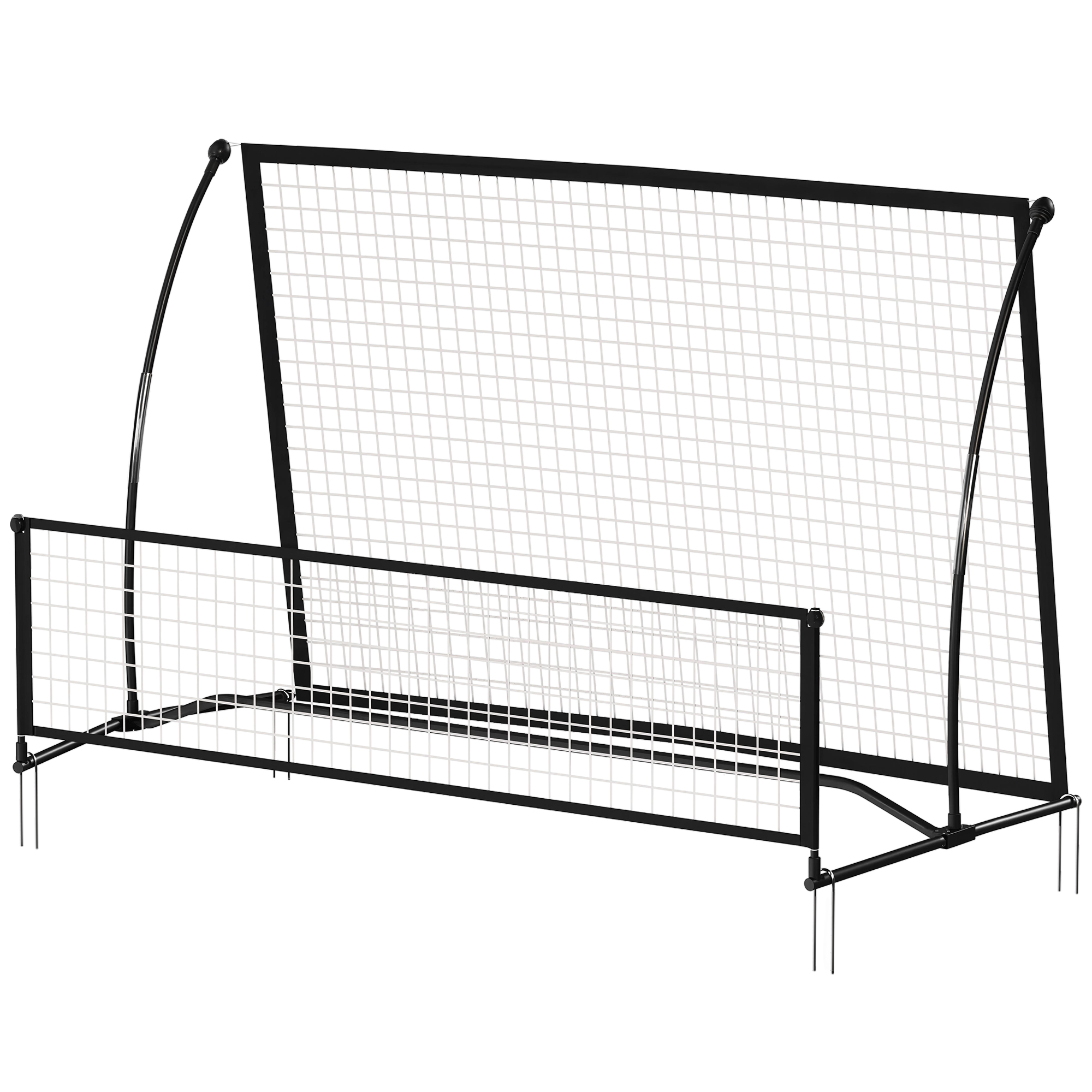 SPORTNOW Filet de Rebond de Football Portable 2-en-1, Double Face, avec Sac de Transport et Piquets de Sol, 200x94x122/52cm, Noir