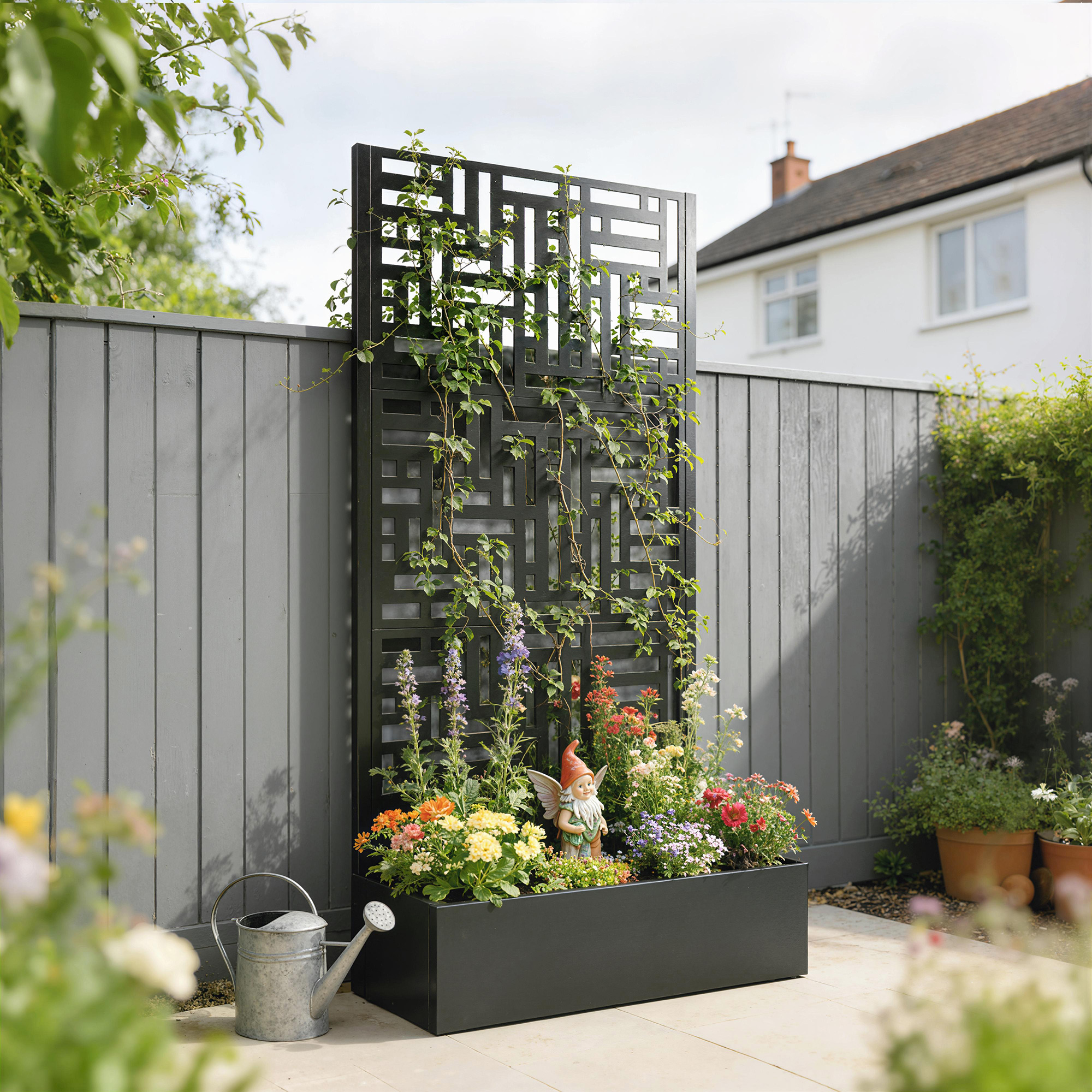 Outsunny Jardinière avec Treillis - bac à Fleurs - jardinière sur Pied - dim. 64L x 28l x 120H