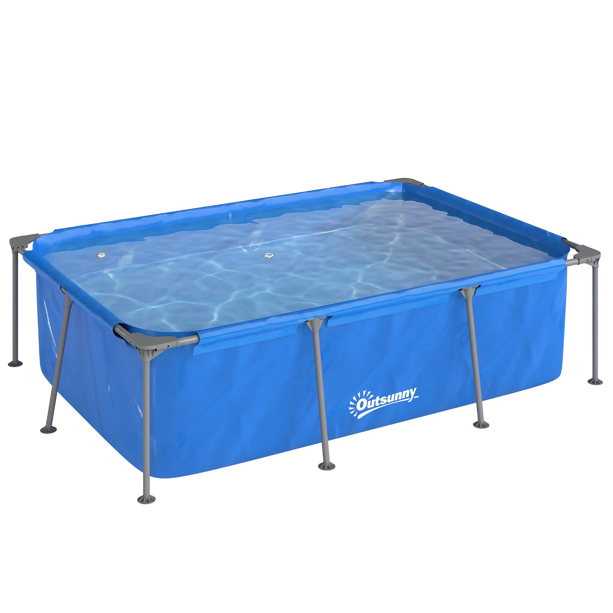 Outsunny Piscina Rettangolare con Struttura Metallica e Pompa Filtrante, 260x181x67 cm, Blu   Aosom Italy
