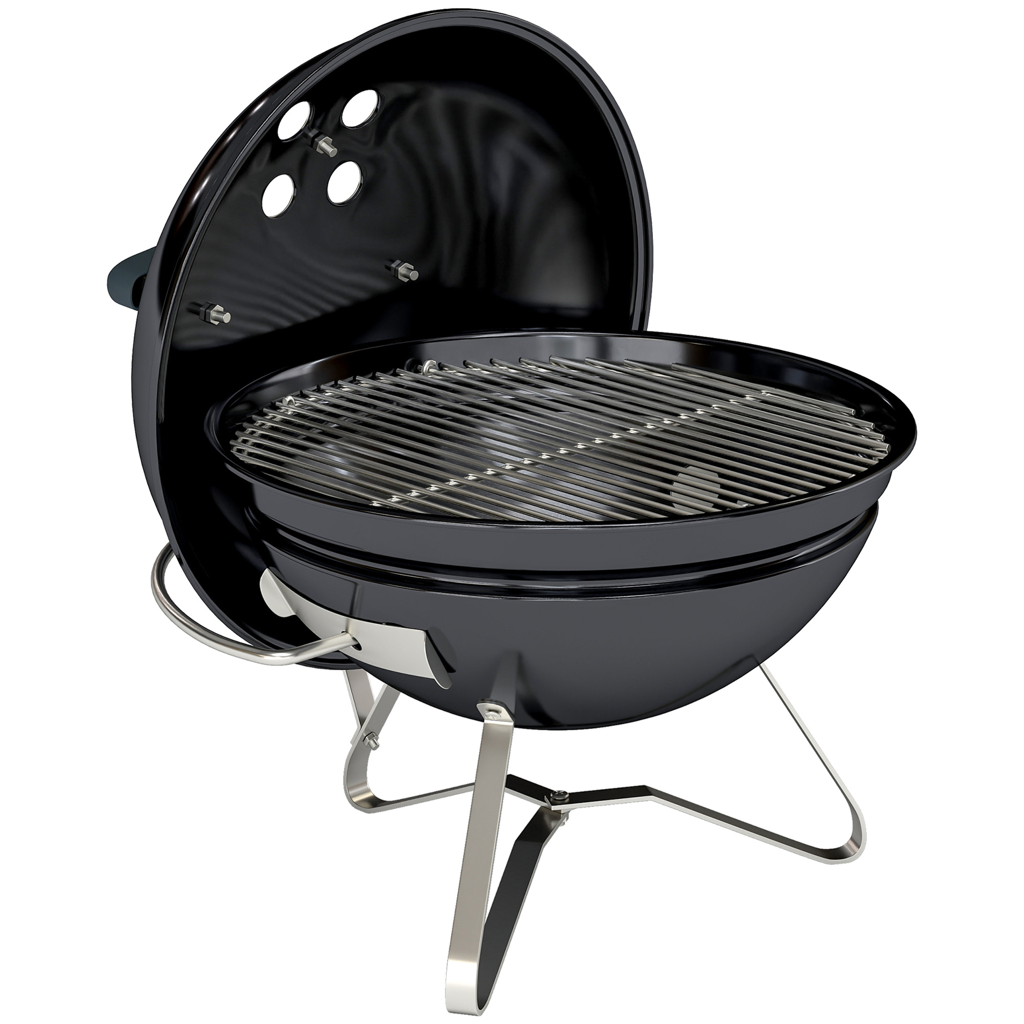 Outsunny Grill węglowy Przenośny grill kulisty z uchwytem pokrywy i regulowanymi otworami wentylacyjnymi do BBQ 41x41x44 cm Czarny | Aosom PL