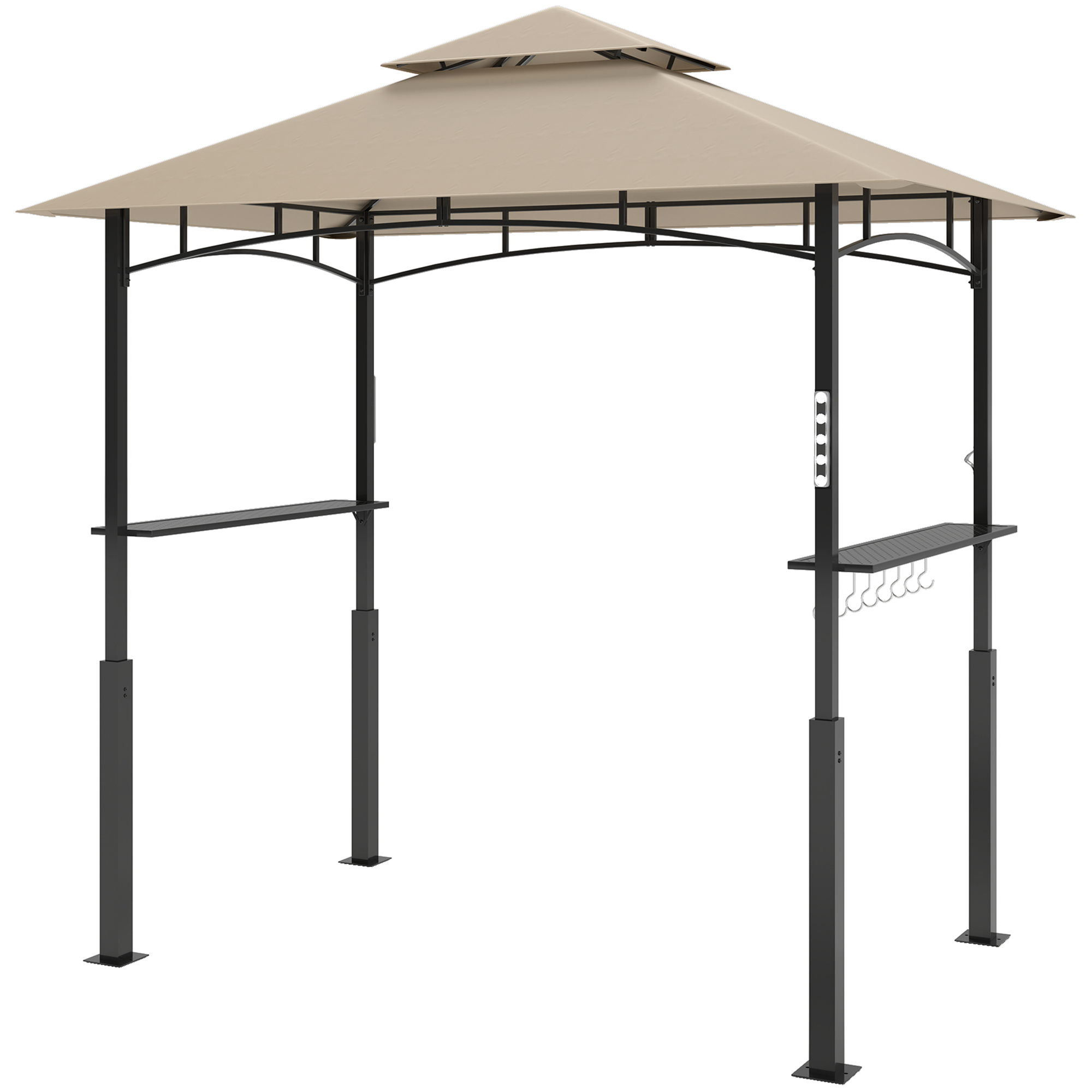 Outsunny Tonnelle de barbecue à deux niveaux auvent de réception pour jardin avec lumière LED 240 x 150 x 250 cm kaki
