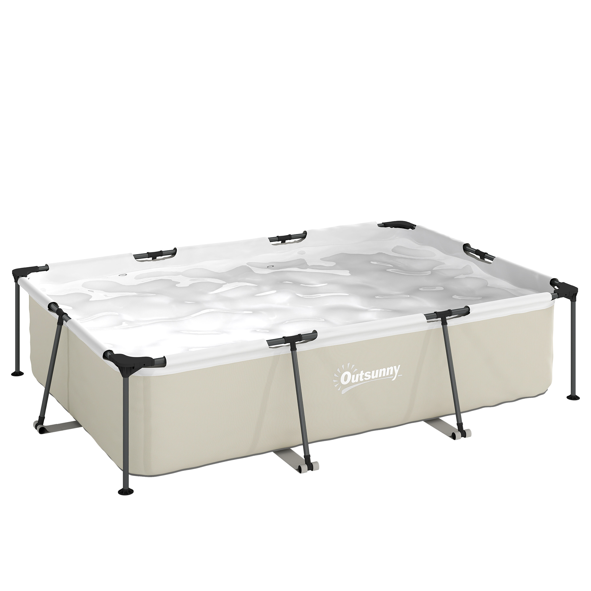Outsunny Piscina Tubolare Rettangolare con Pompa di Filtrazione 3701L in PVC a Triplo Strato, 316x238x66,5 cm, Grigio   Aosom Italy