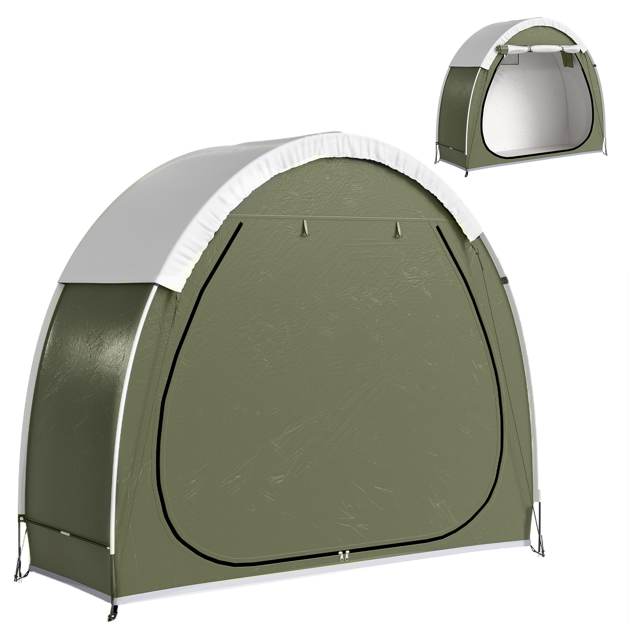 Outsunny Tente à Vélo Abri de Vélo Portable pour 2 Vélos Imperméable avec poche sac transport Tissu Oxford 200 x 80 x 170 cm vert