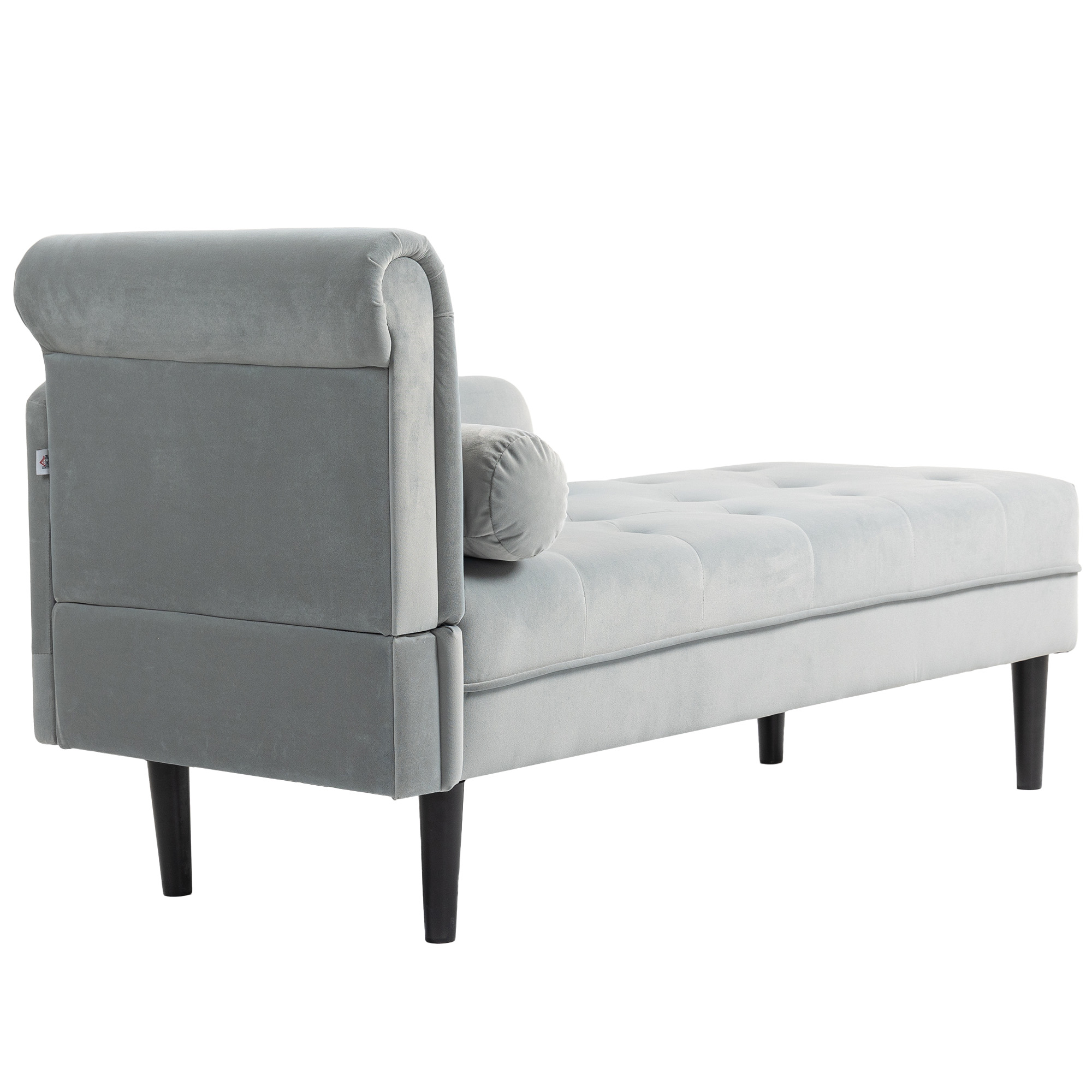  sezlong cu husa capitonata din catifea gri, din lemn masiv si spuma, 146x61x82.5 cm [7]