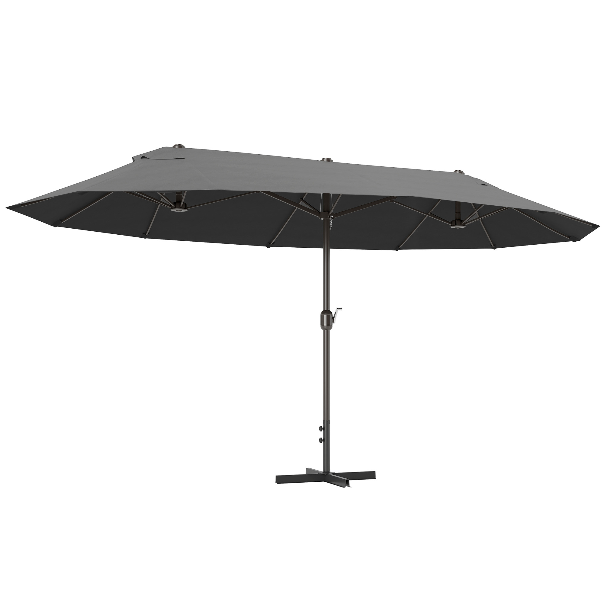 Outsunny Umbrelă Dublă pentru Grădină 455x265x238 cm, Parasolar Mare cu Manivelă Manuală, Rezistentă la Apă, Protecție Solară Gri | Aosom Romania