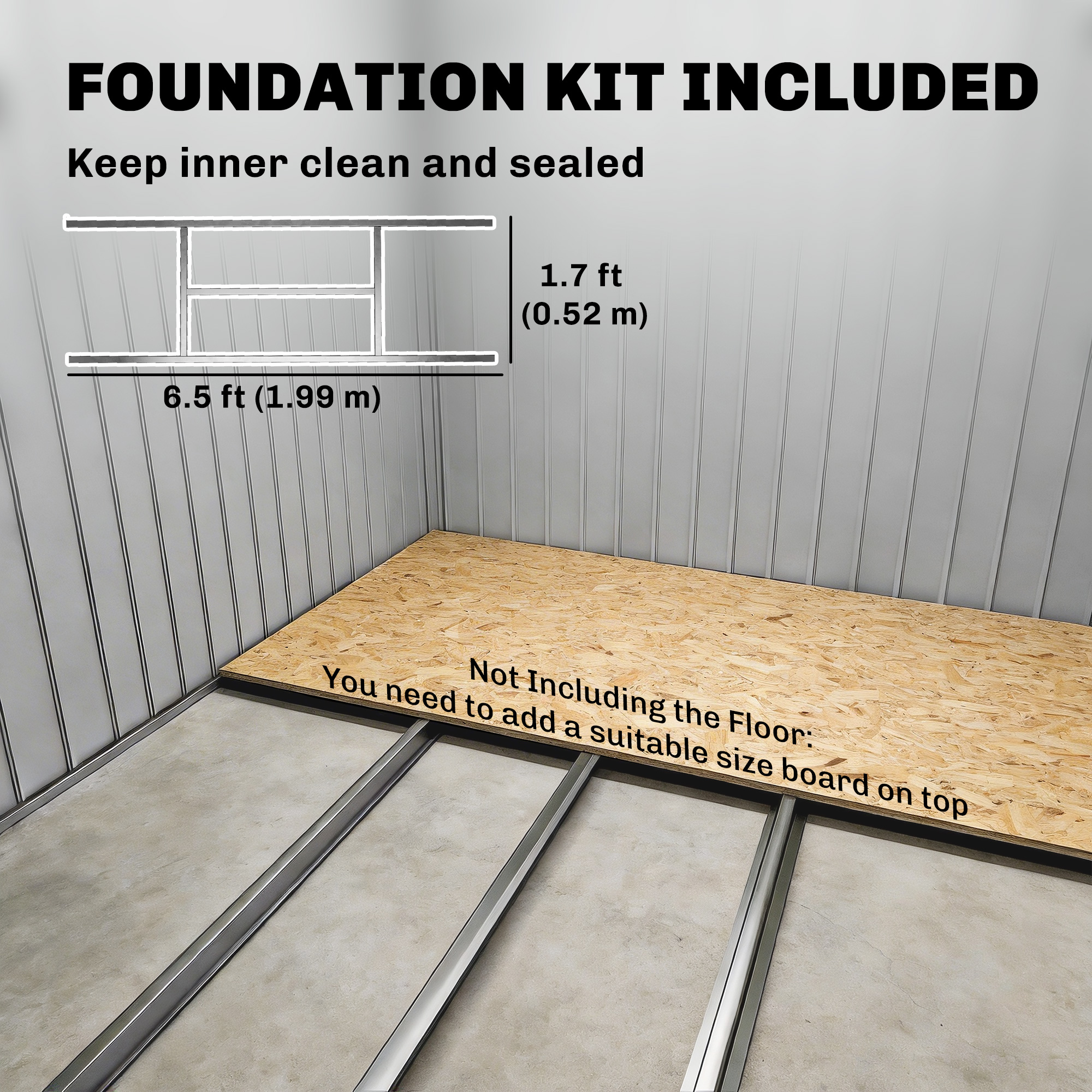  Depozit pentru Unelte de Gradina din Metal cu Kit Fundatie, Usi Duble, Ventilatie si Acoperis inclinat, Gri [5]