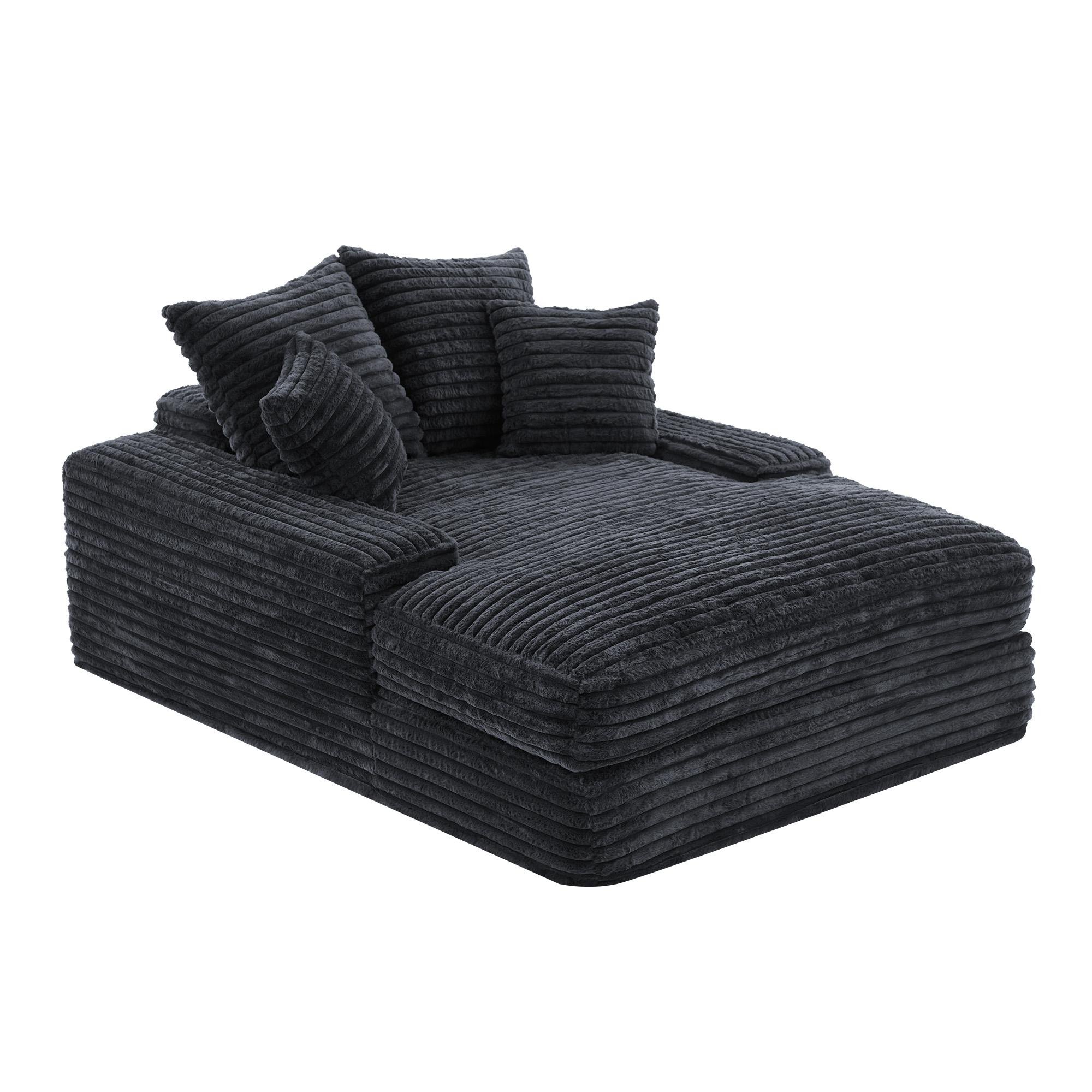 Luxus Cord Sofa mit 4 Kissen, multifunktionales Schlafsofa, keine Montage, 175x137x63 cm, Grau