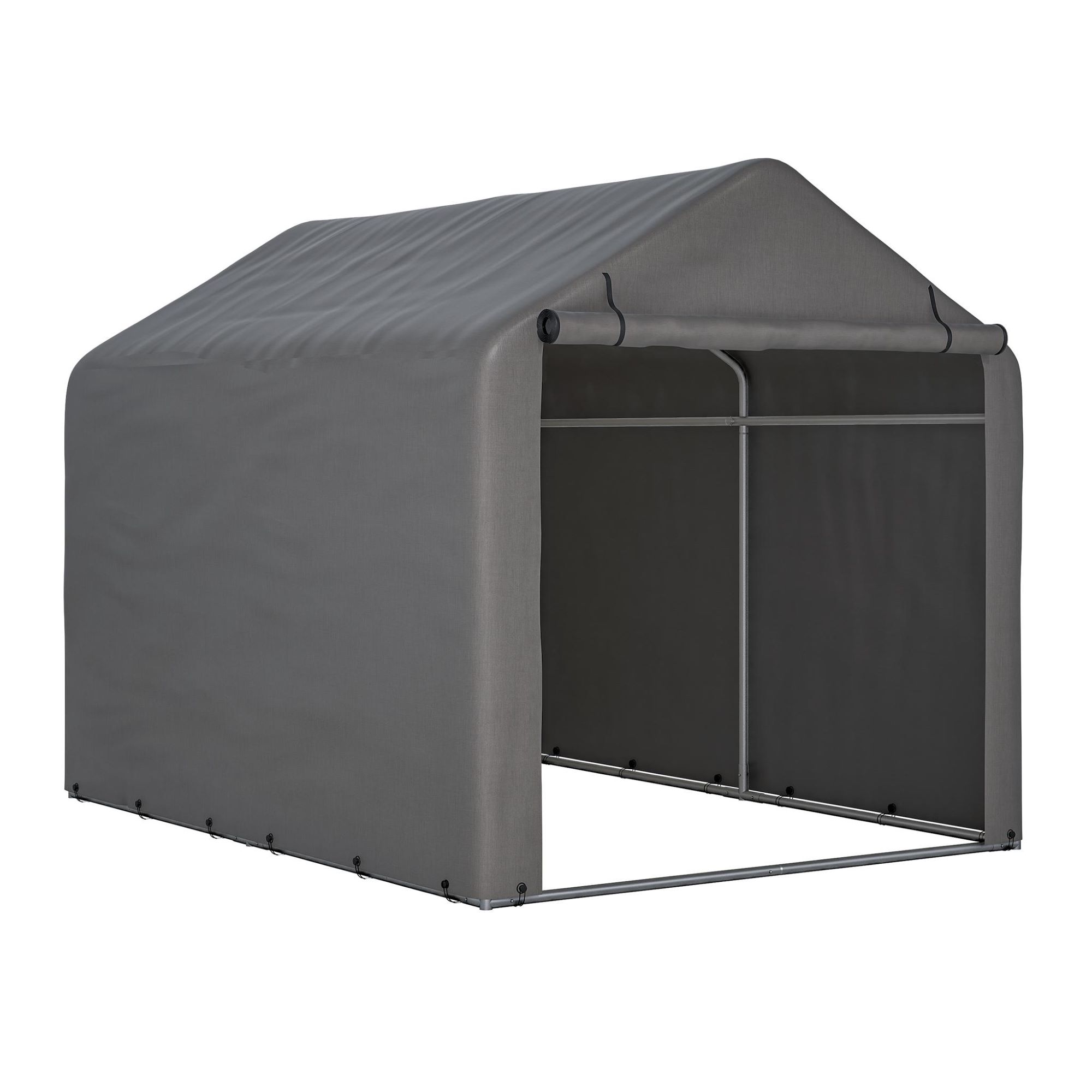 Fahrradgarage mit wasserdichter PE-Plane, Werkzeugschuppen, 160x220x165 cm, Grau