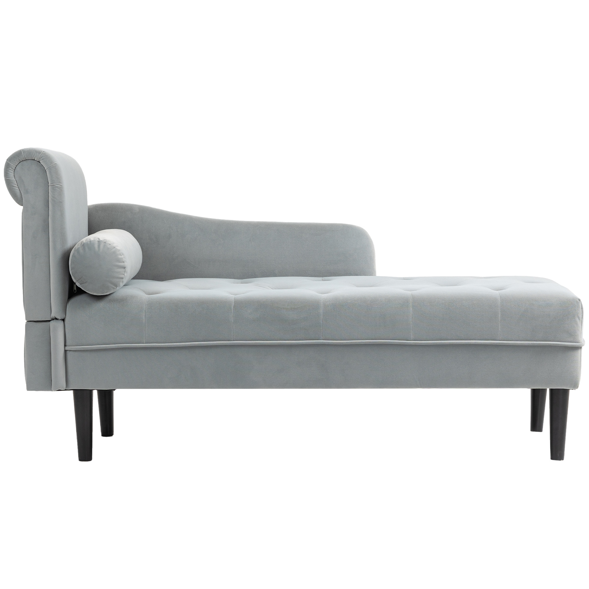  sezlong cu husa capitonata din catifea gri, din lemn masiv si spuma, 146x61x82.5 cm [8]