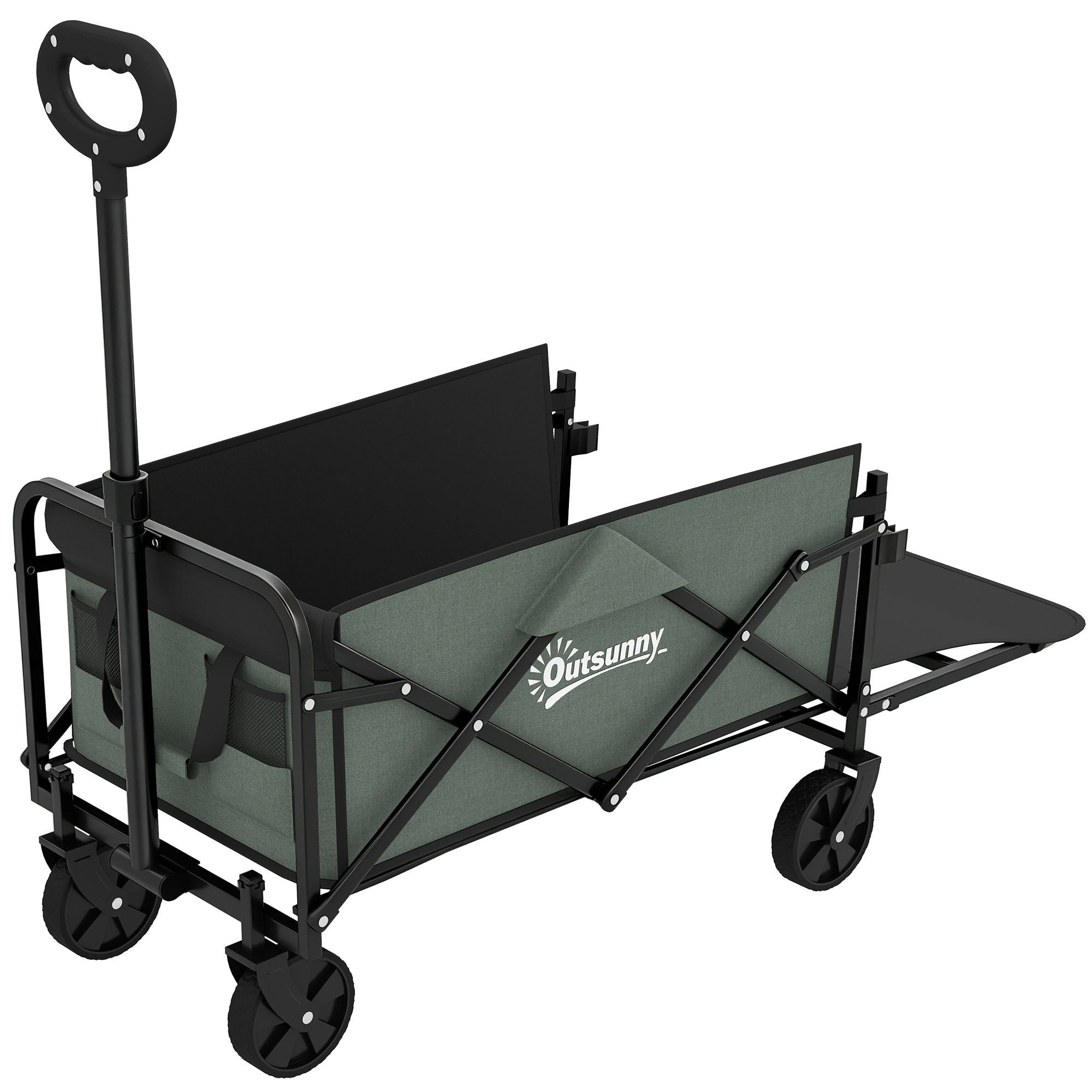 Carucioare de transport -  Carucior de Gradina Pliabil 72L cu Panou Rabatabil, din Otel si Poliester, 76x48x65-92 cm, Verde