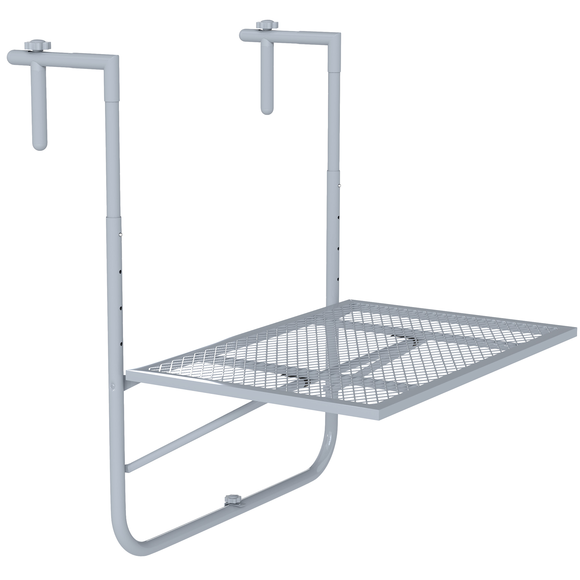 Outsunny Składany stół balkonowy, 4-stopniowo regulowany, metalowy, odporny na warunki atmosferyczne, stół balkonowy 60x40 cm szary | Aosom PL