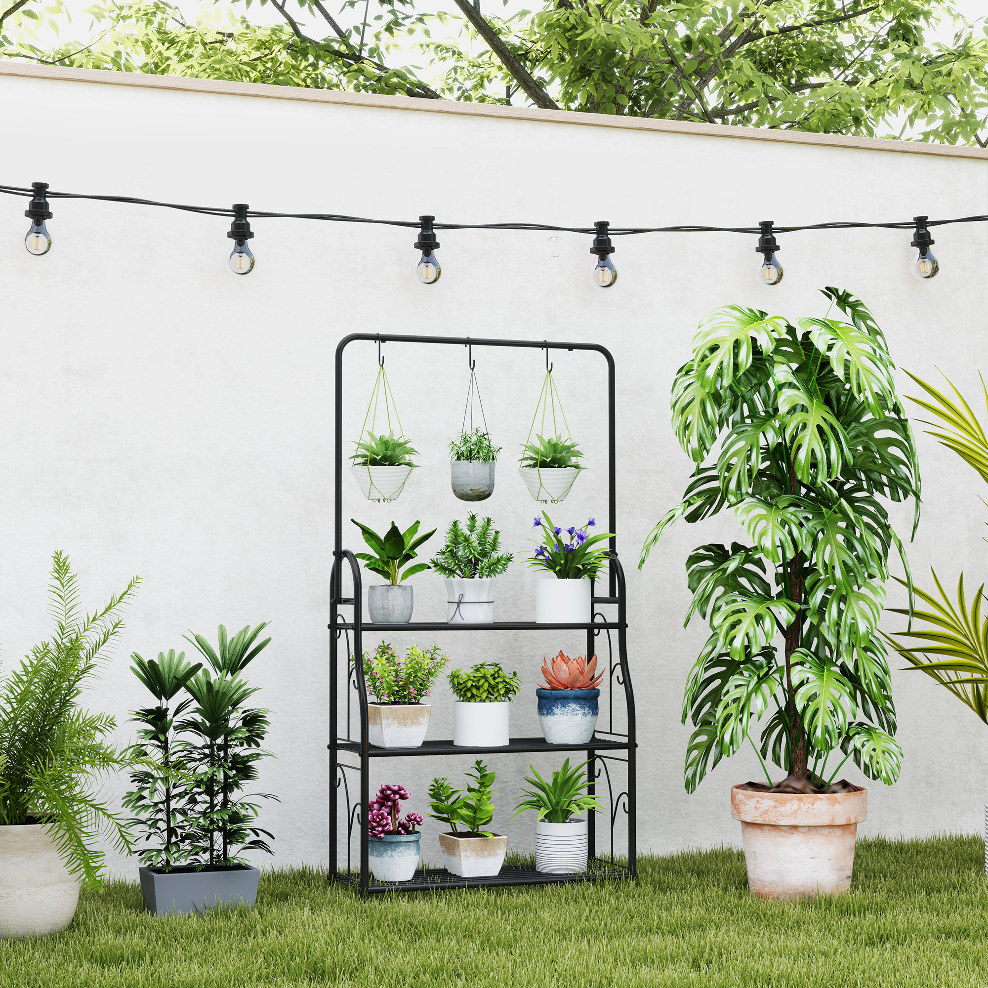 Support Plantes HOMEXIN Métal Réglable Intérieur Extérieur - Pour Pots 20-30cm
