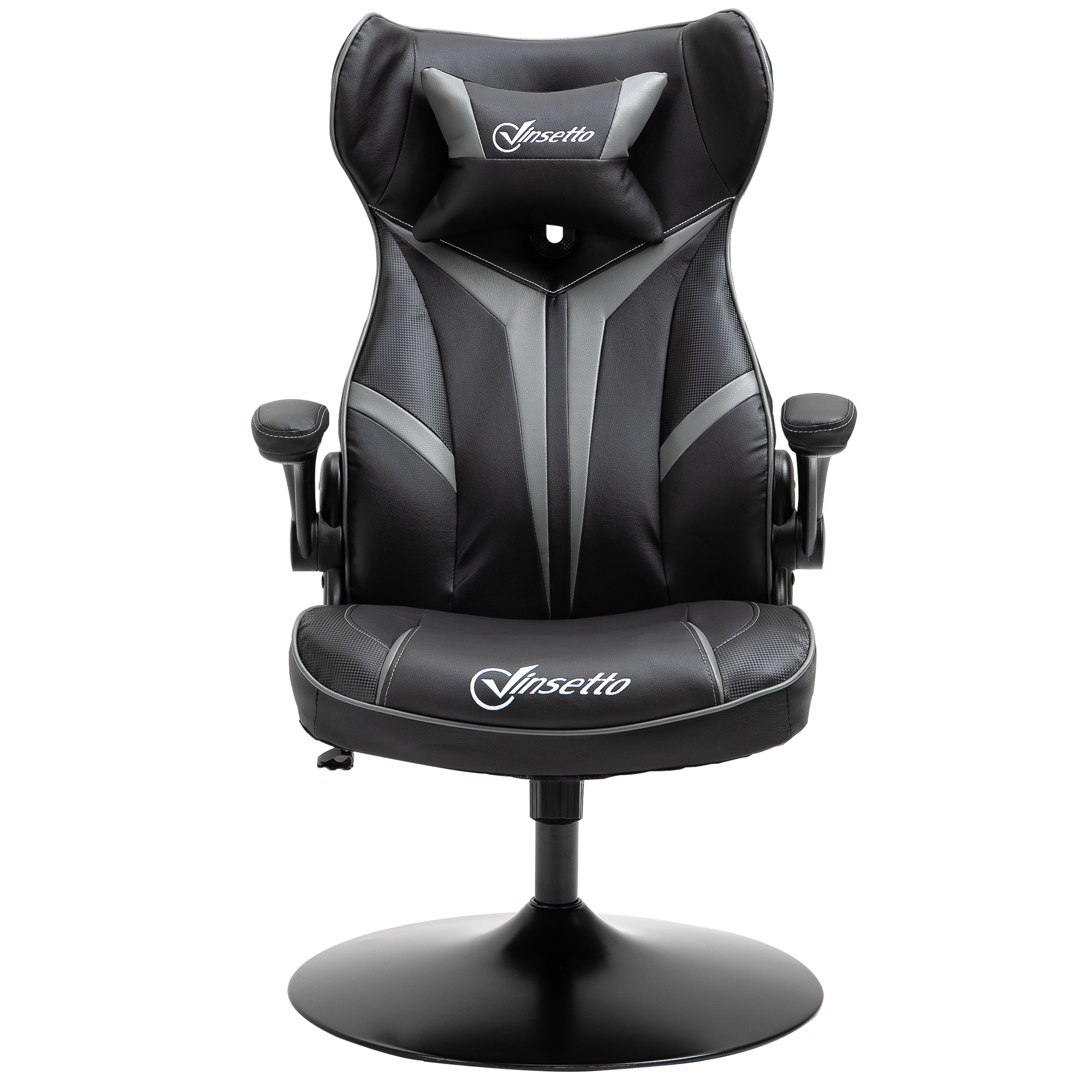 Vinsetto Fauteui chaise de bureau chaise gaming pivotante 360° hauteur réglable accoudoirs revelables gris clair et noir Aosom France