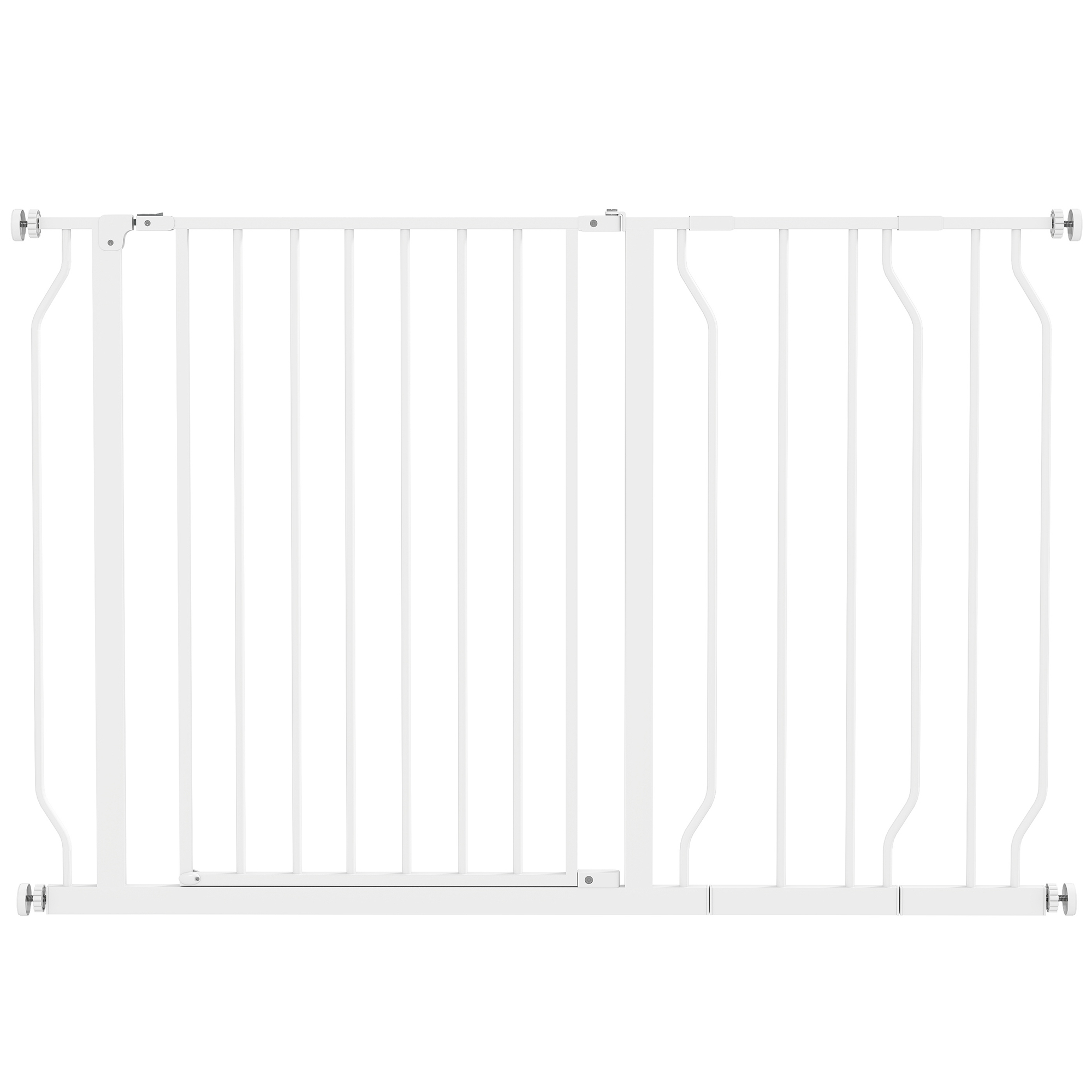 PawHut Cancelletto di Sicurezza per Cani in Acciaio e ABS, Estensibile 75-115cm per Scale e Porte, Bianco