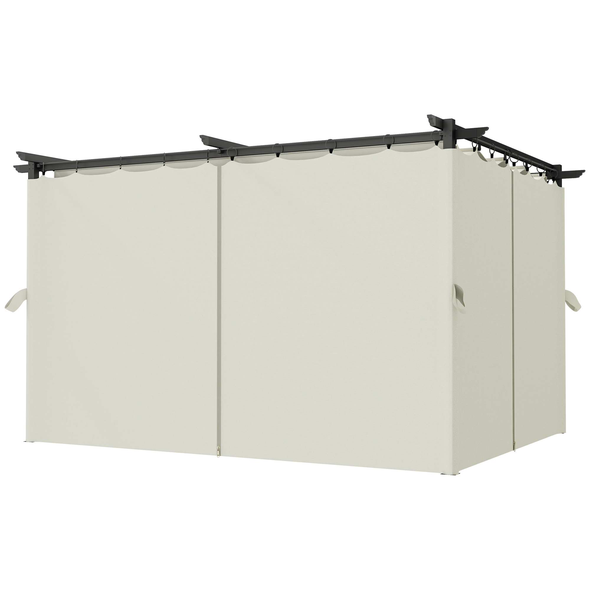 Outsunny Pergola de jardin exterieur 3 x 4 m, toit rétractable et rideaux, anti-UV UPF30+, pour barbecue, patio, terrasse, crème