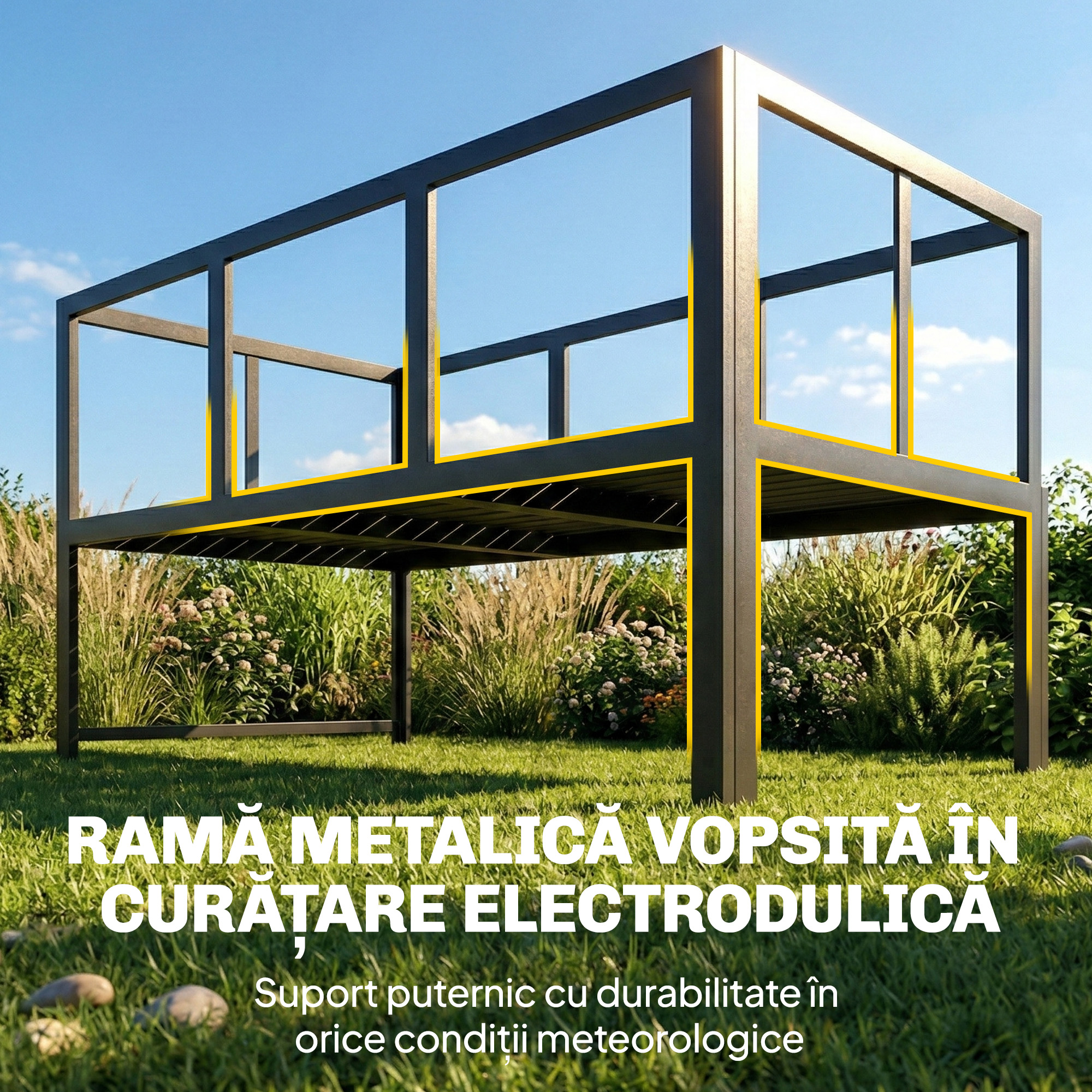  Set Mobilier de Gradina 3 Piese cu Coltar 4 Locuri si Masuta, Metal si Poliester Gri [7]