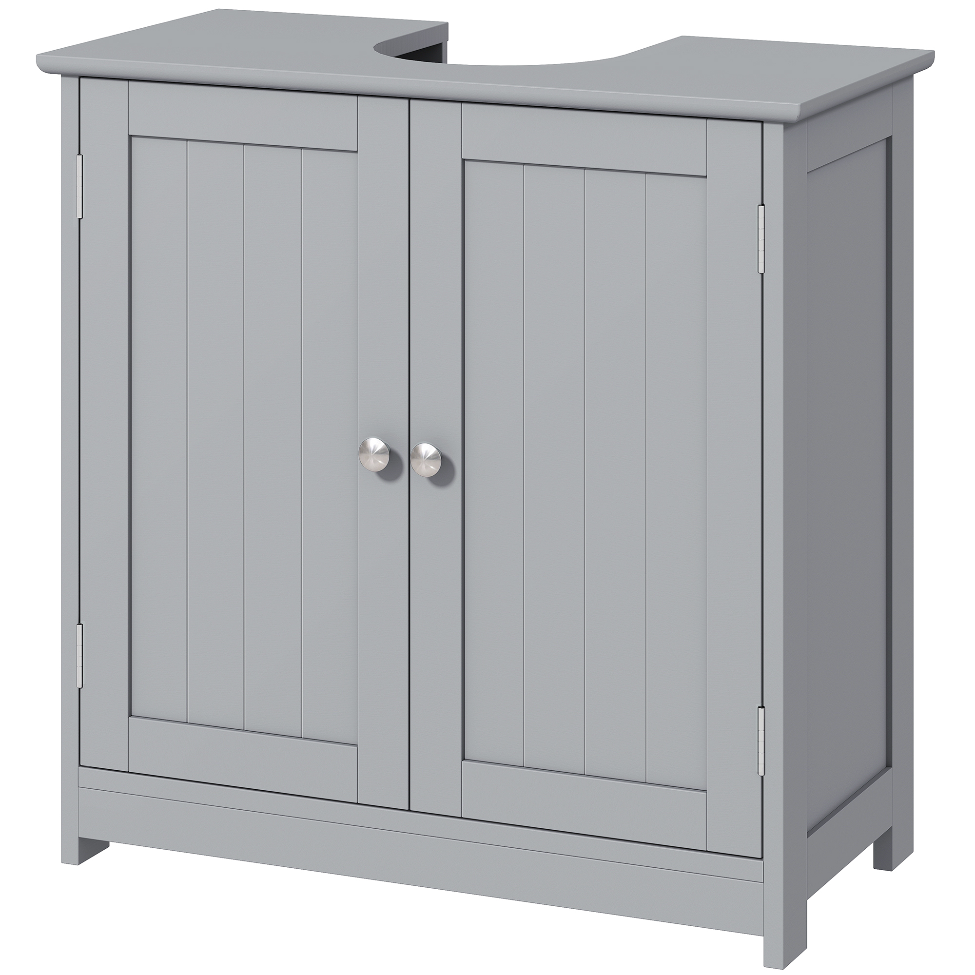 kleankin Meuble salle de bain sous lavabo - meuble sous-vasque - placard 2 portes avec étagère 60L x 30l x 60H cm - en bois Gris