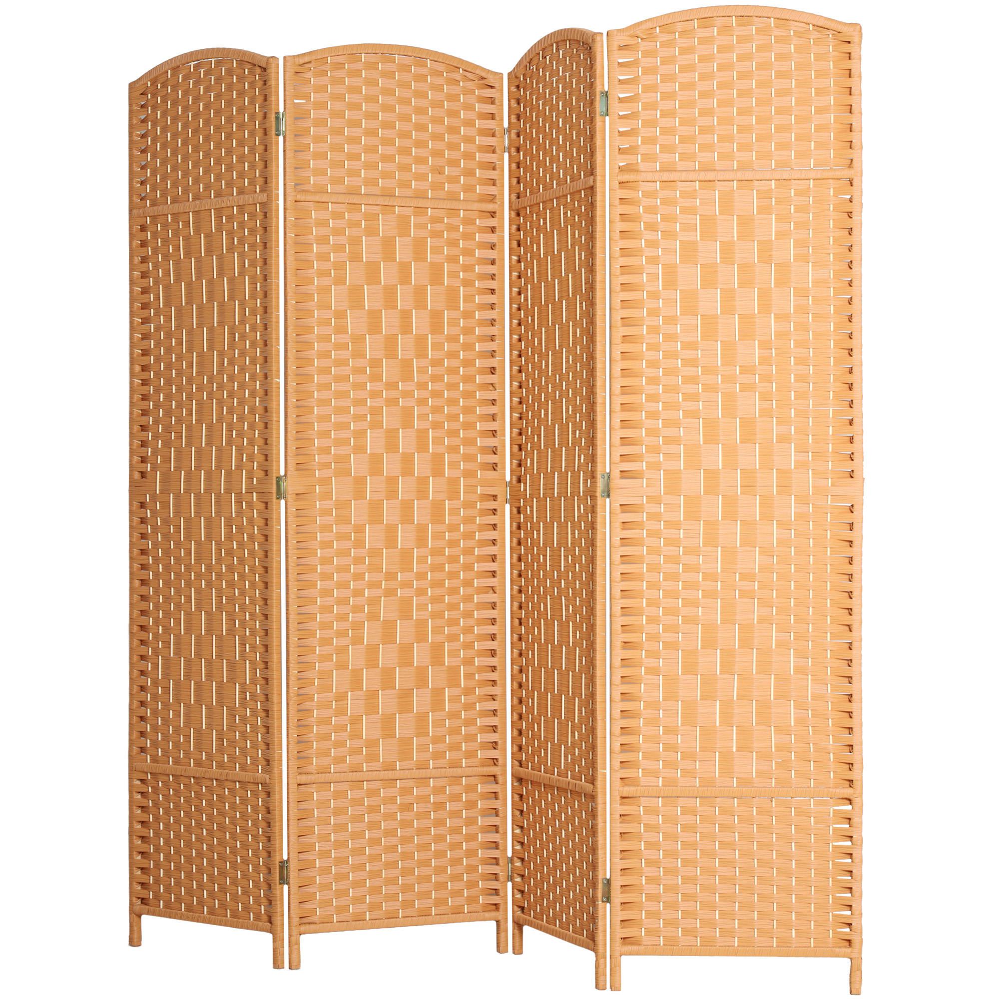 HOMCOM Paravent intérieur en bois 4 panneaux séparateur de pièce pliable pour salon chambre 180 x 180 cm brun clair