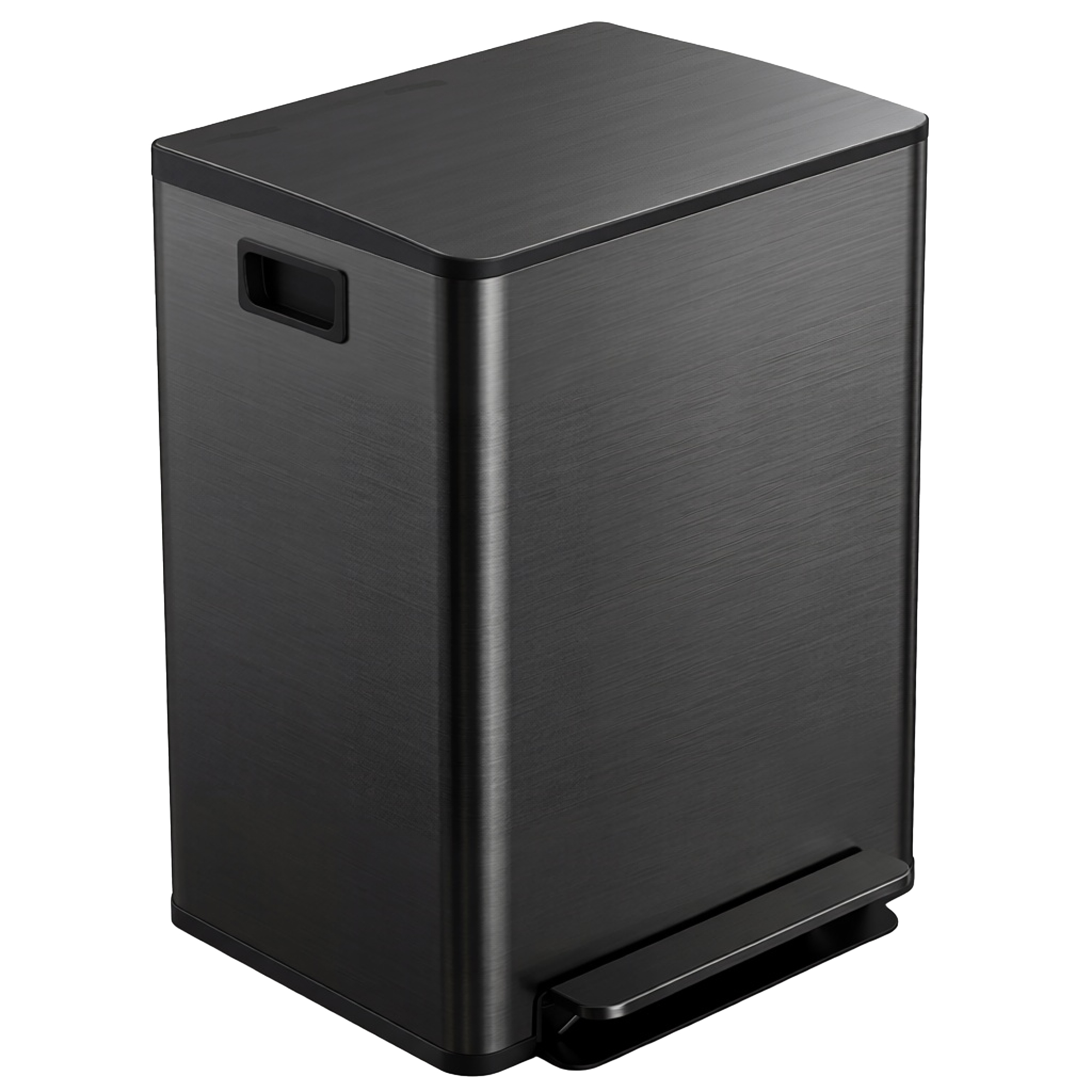 HOMCOM Poubelle de cuisine 2 compartiments de 2 x 30L, acier inoxydable, couvercle à fermeture douce, 47,7x37,5x66,8cm, noir
