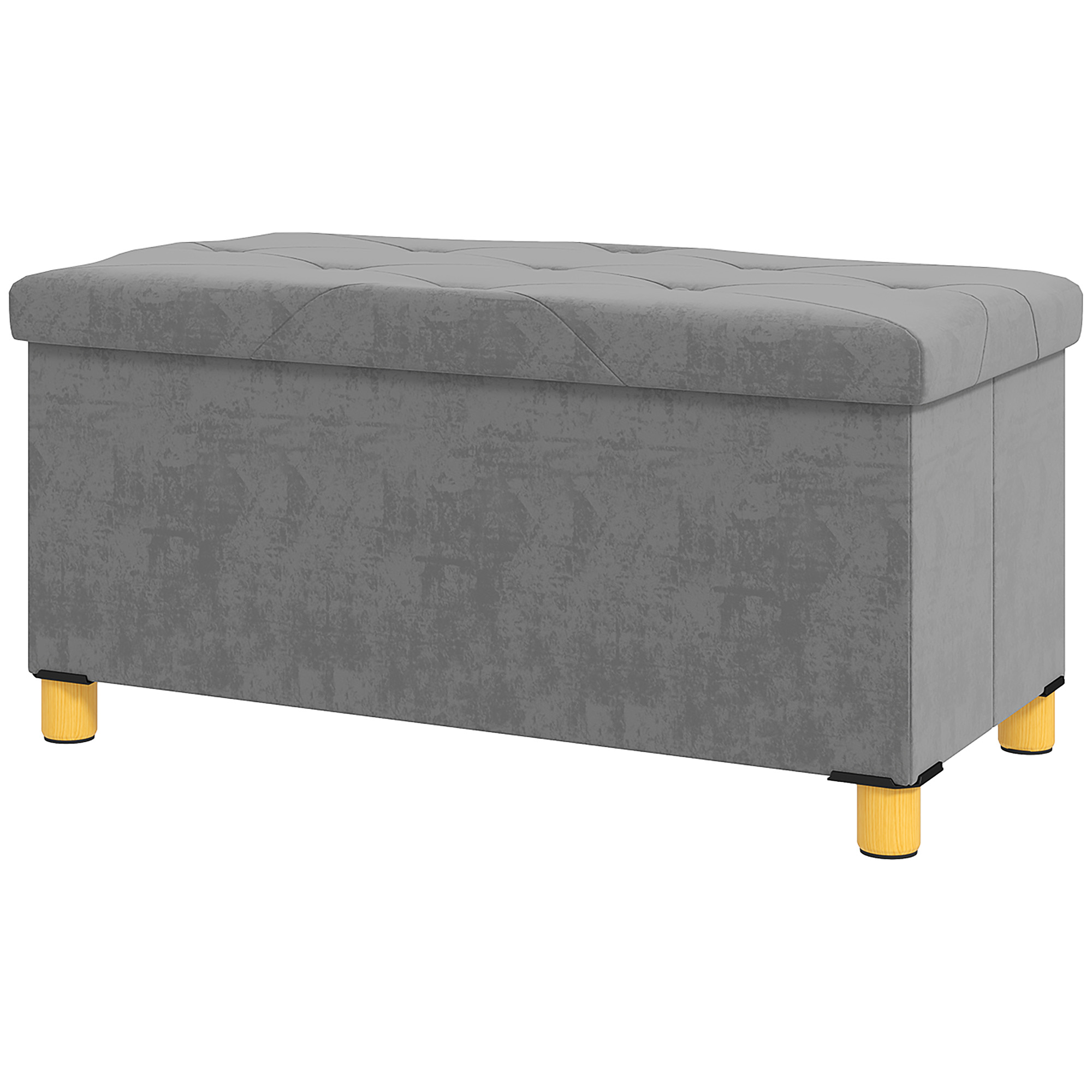 HOMCOM Banc de rangement bout de lit pliable volume 67 L capacité de charge 120 kg avec couvercle 76L x 38l x 38H cm gris