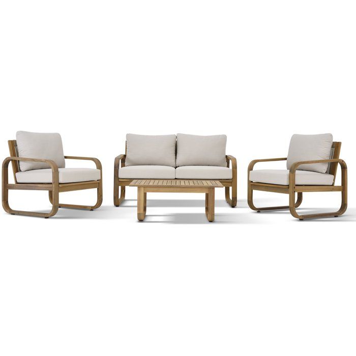 Salon de jardin - Bois d'acacia - 4 personnes - BOHEMIA - Creme