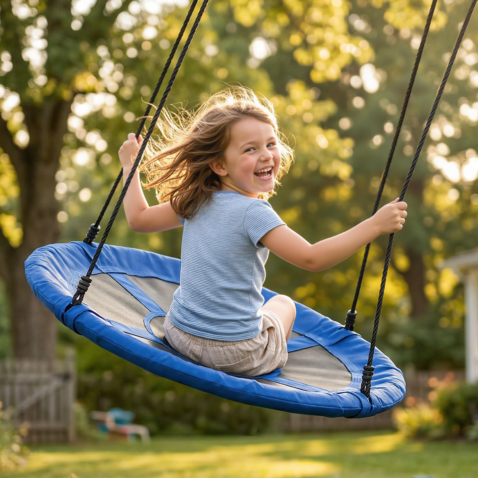 Outsunny Balançoire Nid D'oiseau – Tente Amovible – Assise 100 Cm – Acier époxy – Pour 1-2 Enfants 3-14 Ans