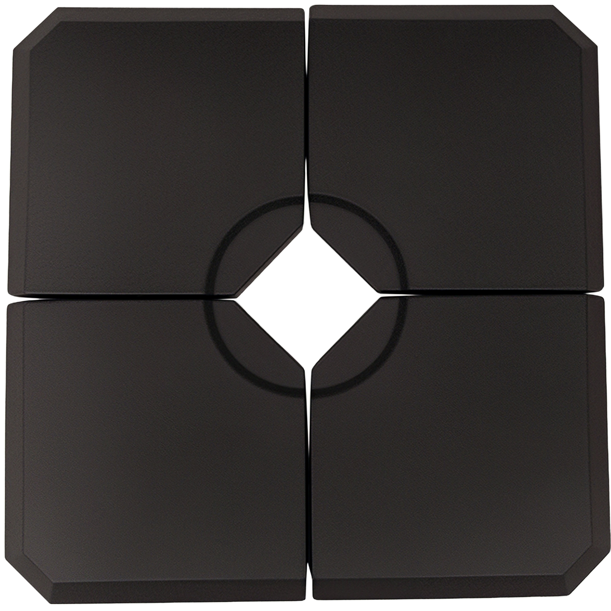 Outsunny Lot de 4 dalles pour parasol à lester A remplir d'eau jusqu'à 80 kg ou de sable jusqu'à 120 kg - dim. tot. 100L x 100l x 9,5H cm HDPE noir