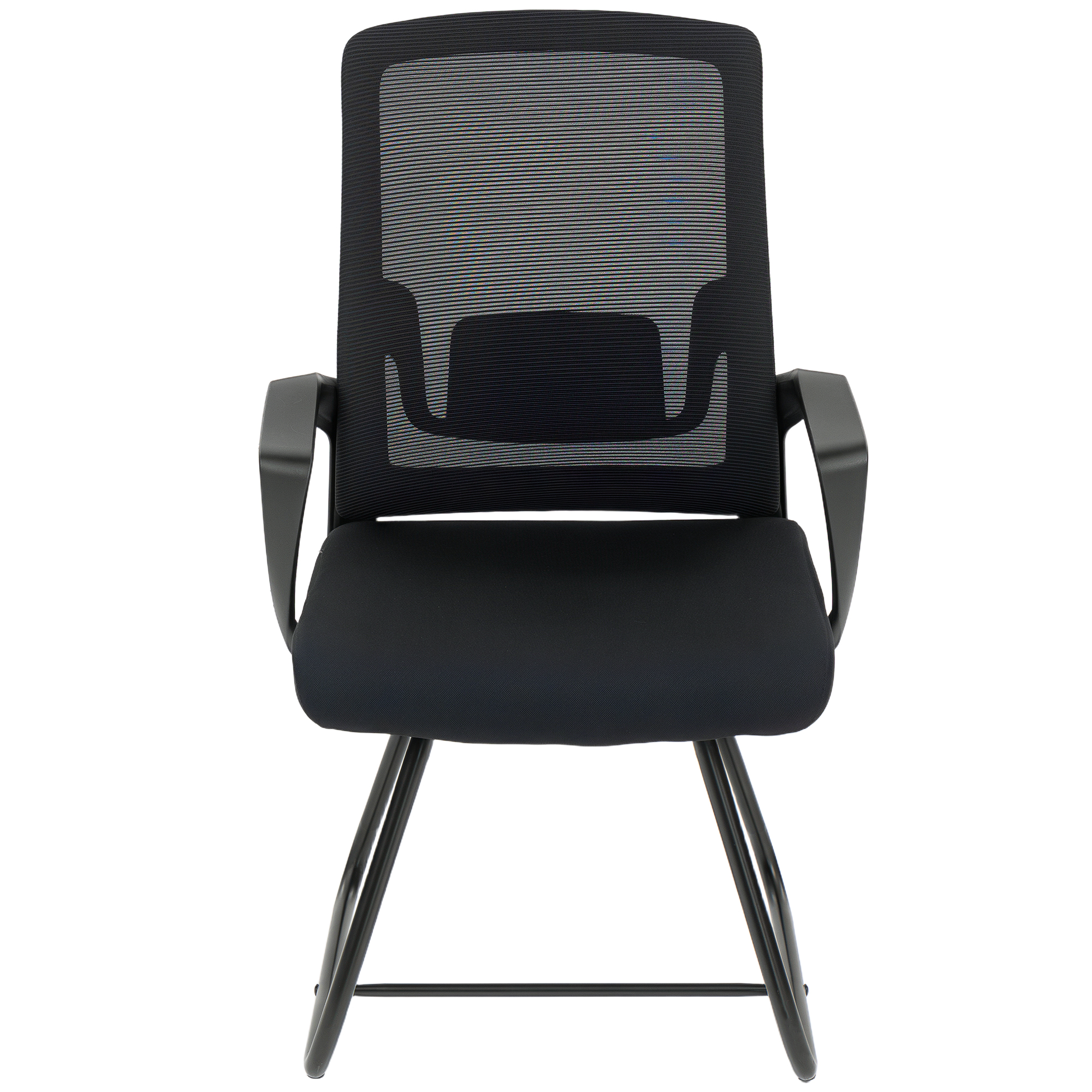 HOMCOM Chaise de bureau ergonomique sans roulettes, chaise de conférence avec dossier en maille, soutien lombaire, noir