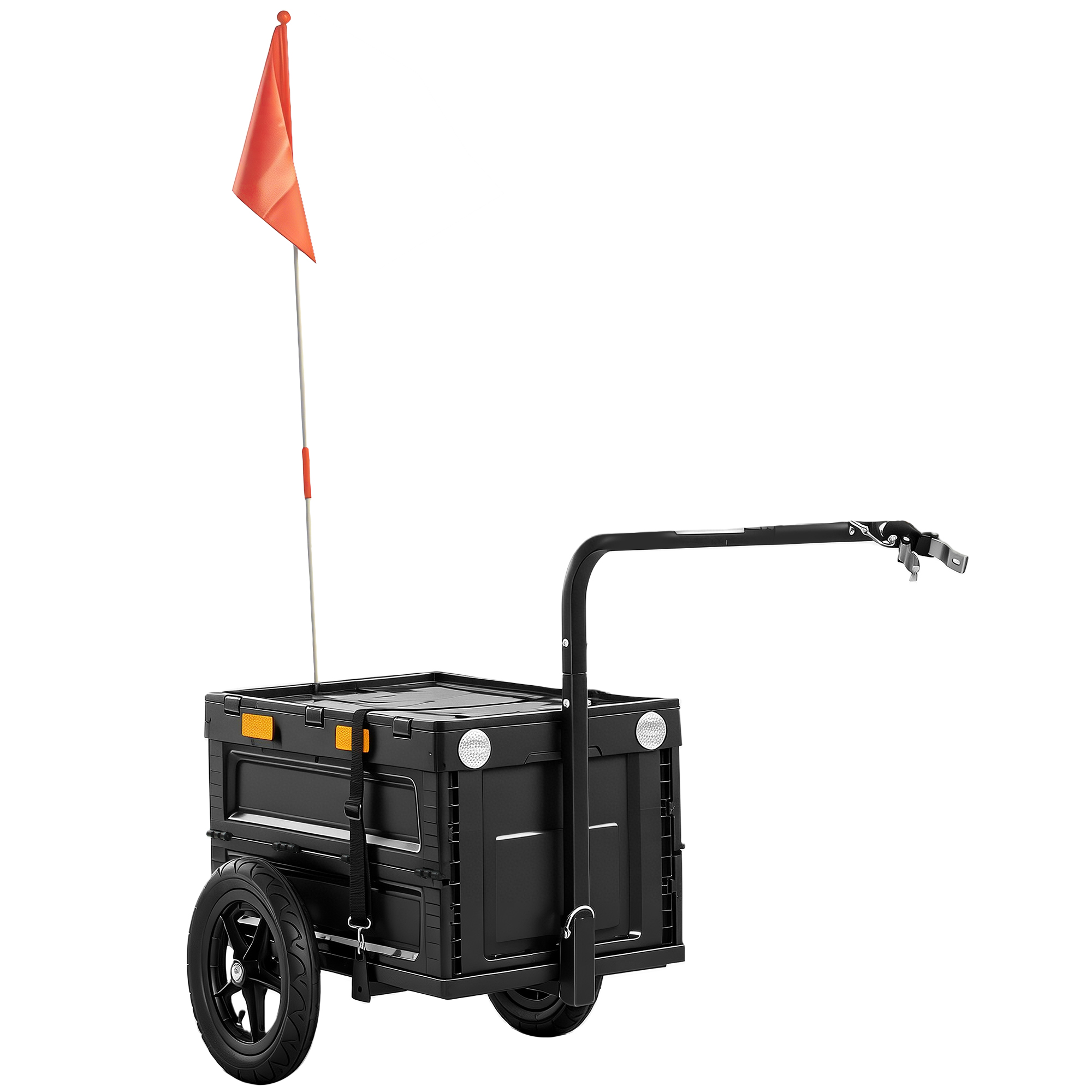 SPORTNOW Faltbarer Fahrradanhänger 65L mit Deckel, Schnellrädern, reflektierenden Aufklebern, Sicherheitsfahne, Tragtasche, max. Zuladung 30 kg Aosom
